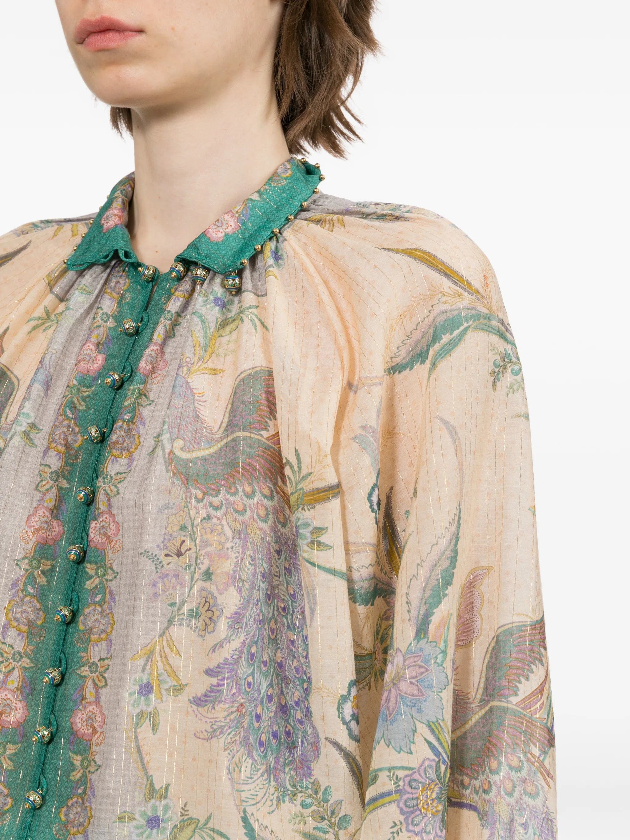 Zimmermann jewel - button high - collar blouse