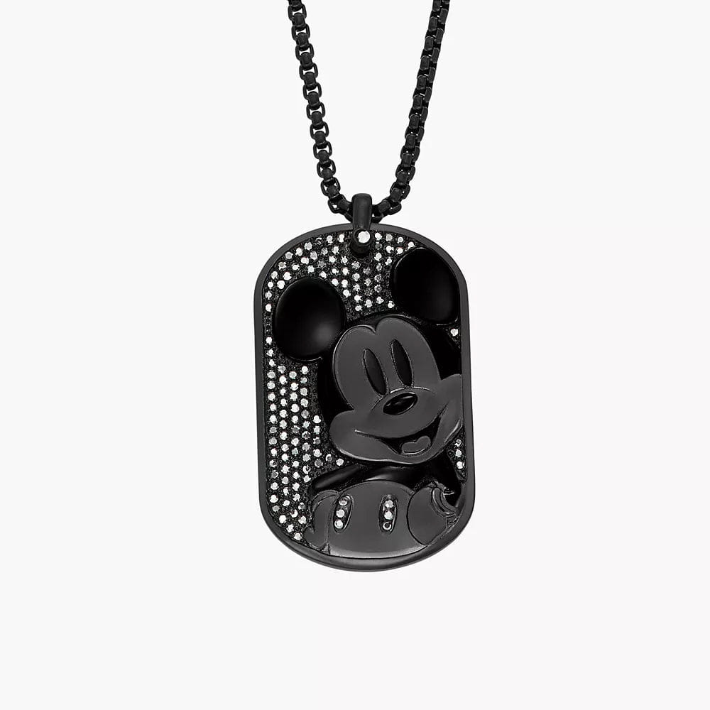 Fossil DISNEY FOSSIL SPECIAL EDITION BLACK STAINLESS STEEL TAG NECKLACE