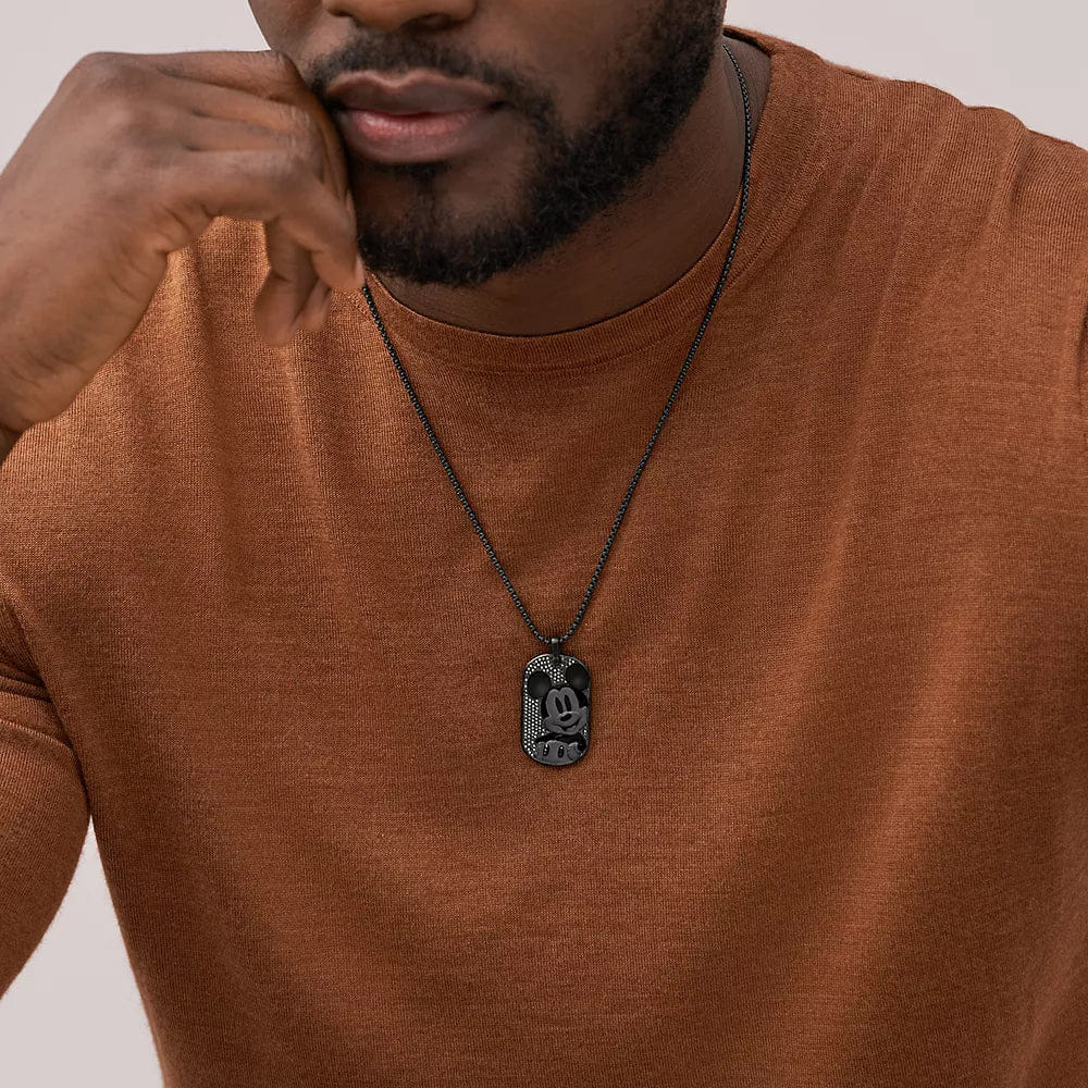 Fossil DISNEY FOSSIL SPECIAL EDITION BLACK STAINLESS STEEL TAG NECKLACE