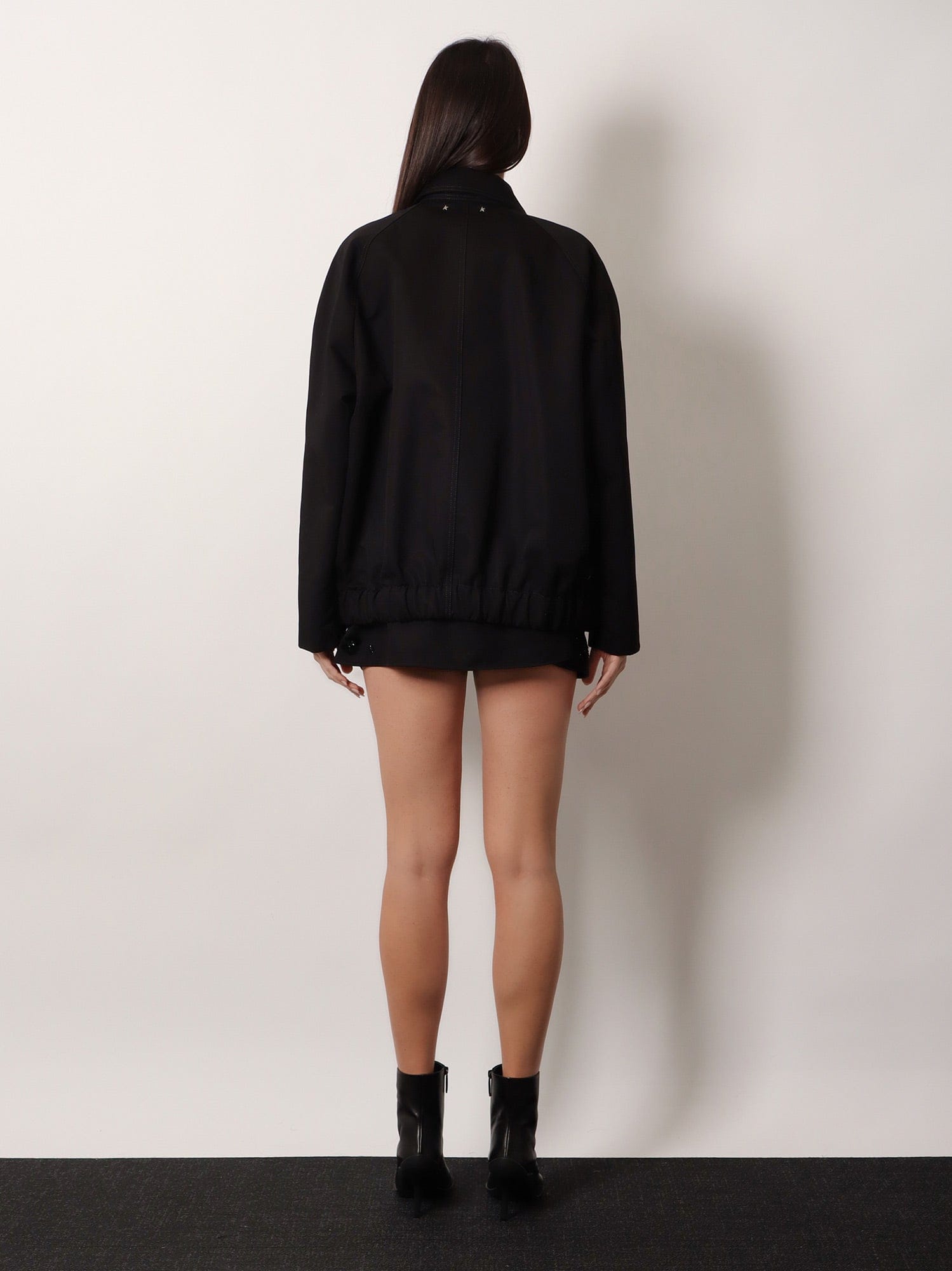 Golden GOOSE Deluxe BRAND Black denim jacket with floral details in sequins and crystals