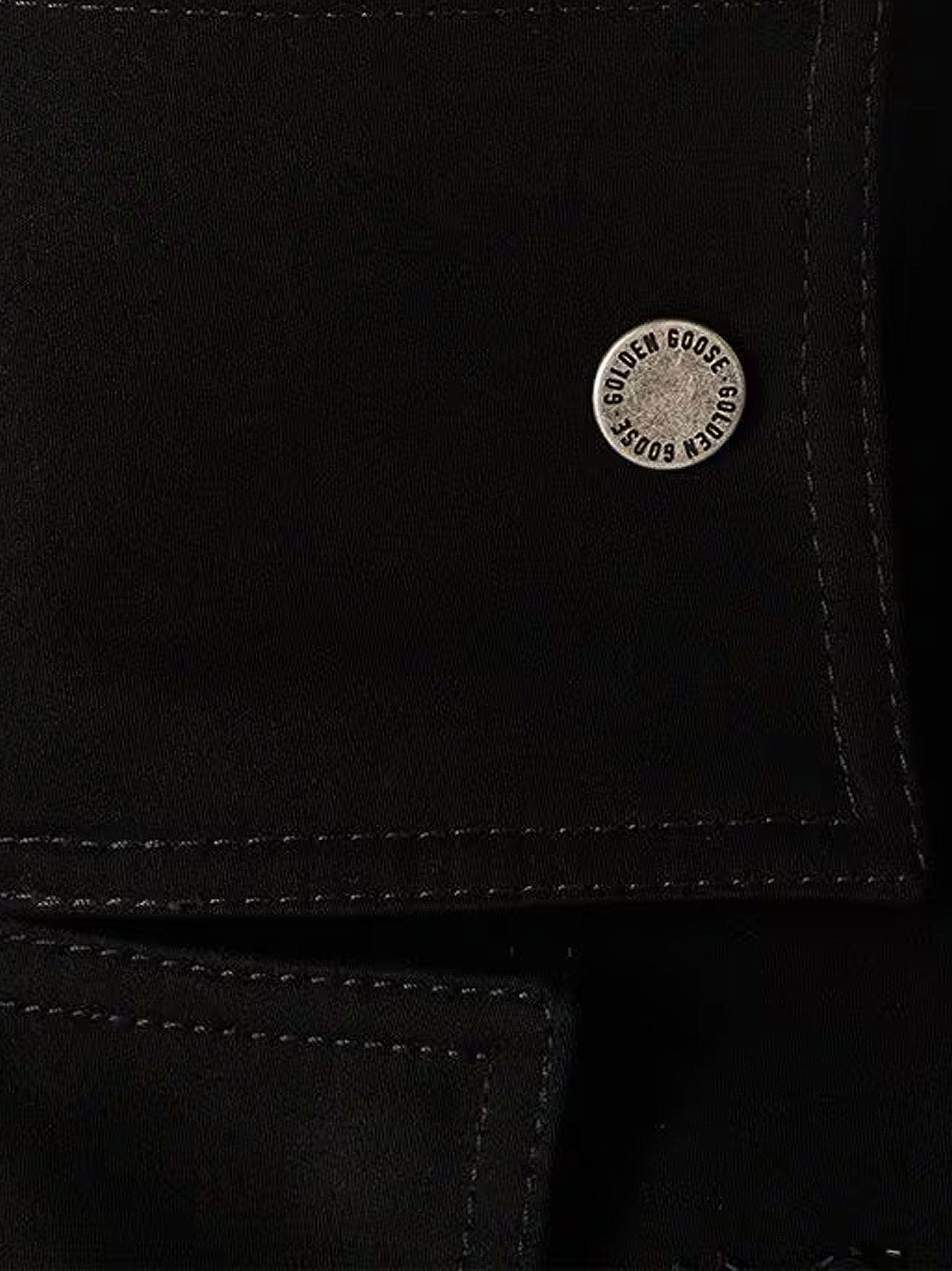 Golden GOOSE Deluxe BRAND Black denim jacket with floral details in sequins and crystals
