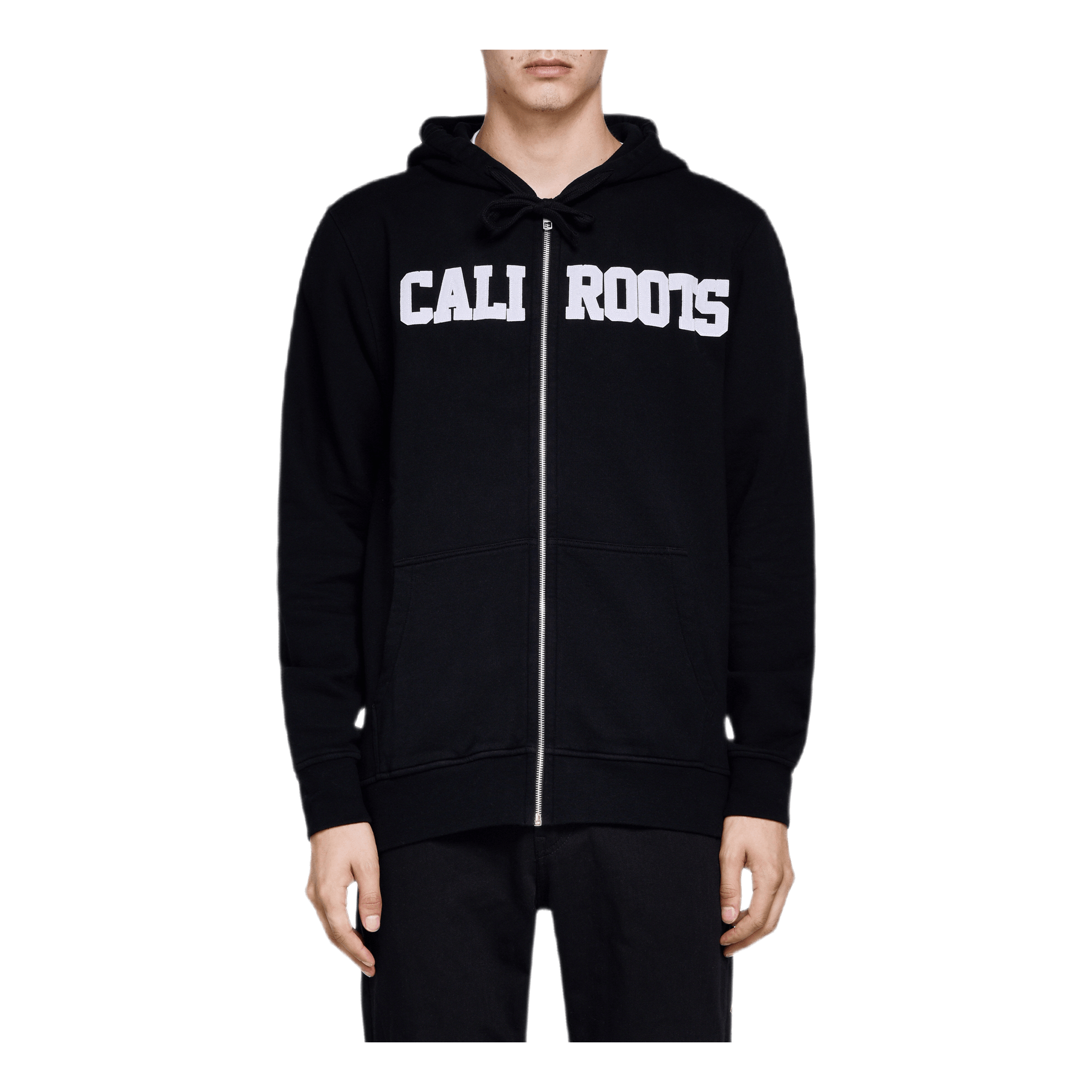 Logo Felt Logo Zip Hoodie Black