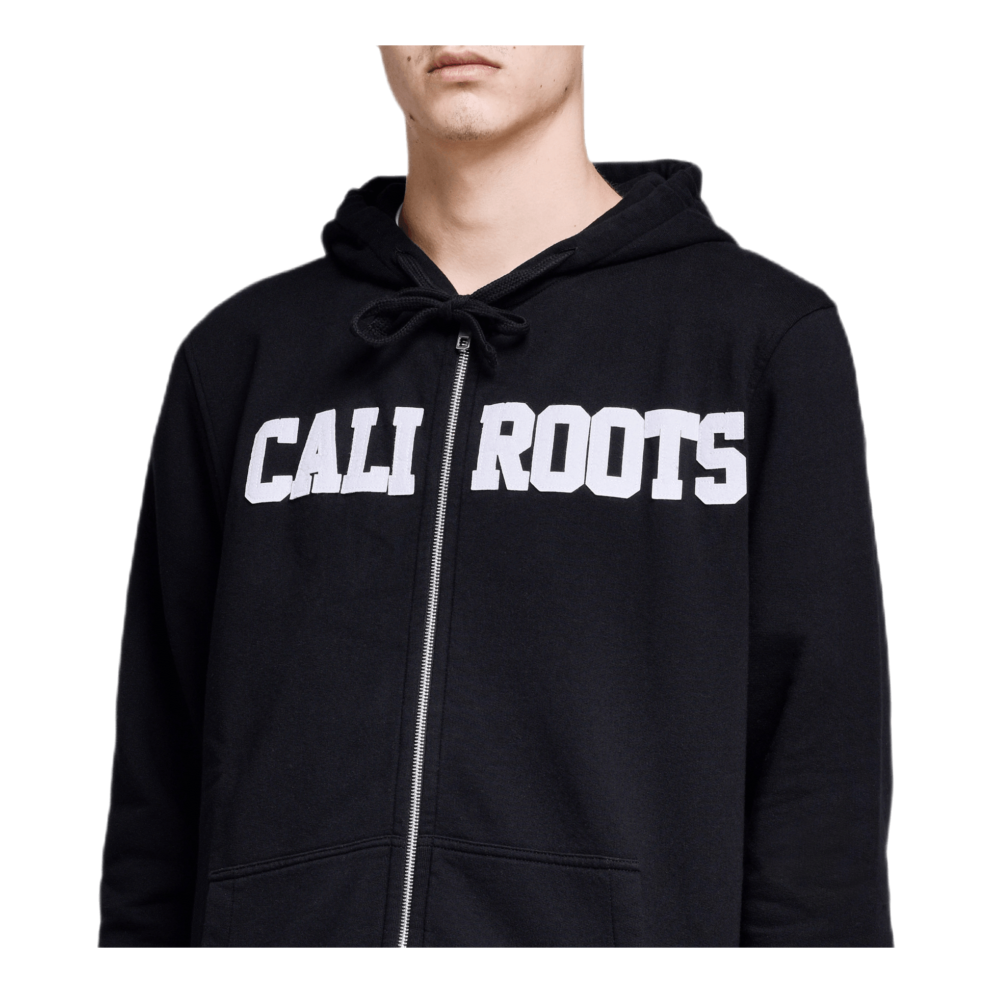 Logo Felt Logo Zip Hoodie Black