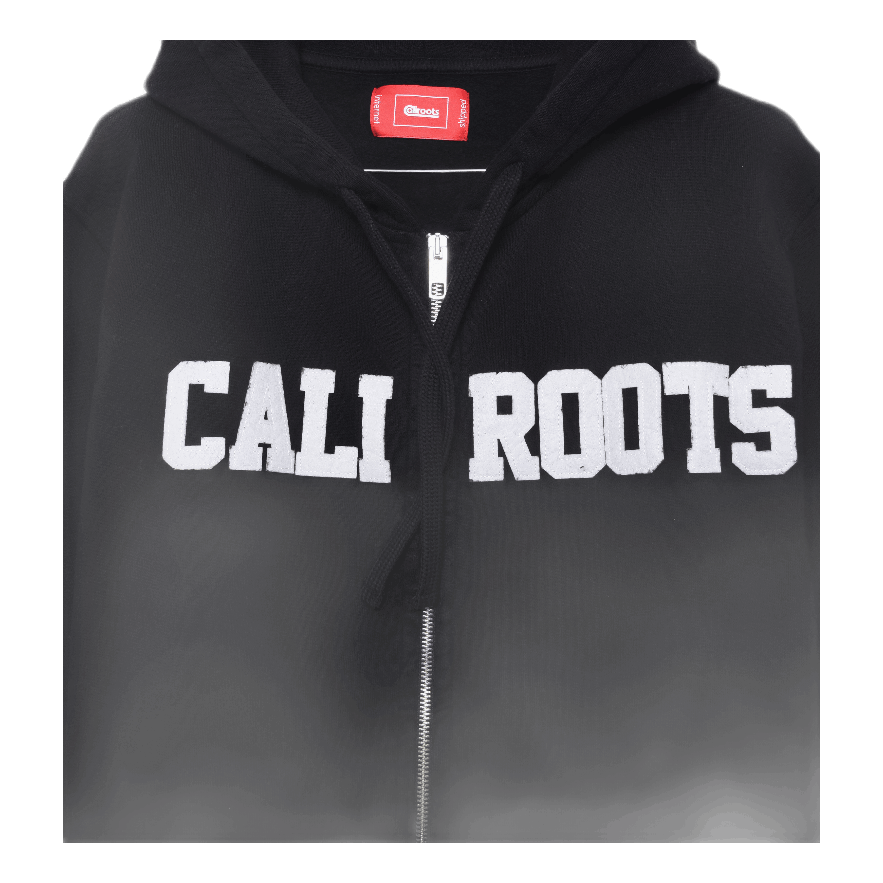 Logo Felt Logo Zip Hoodie Black