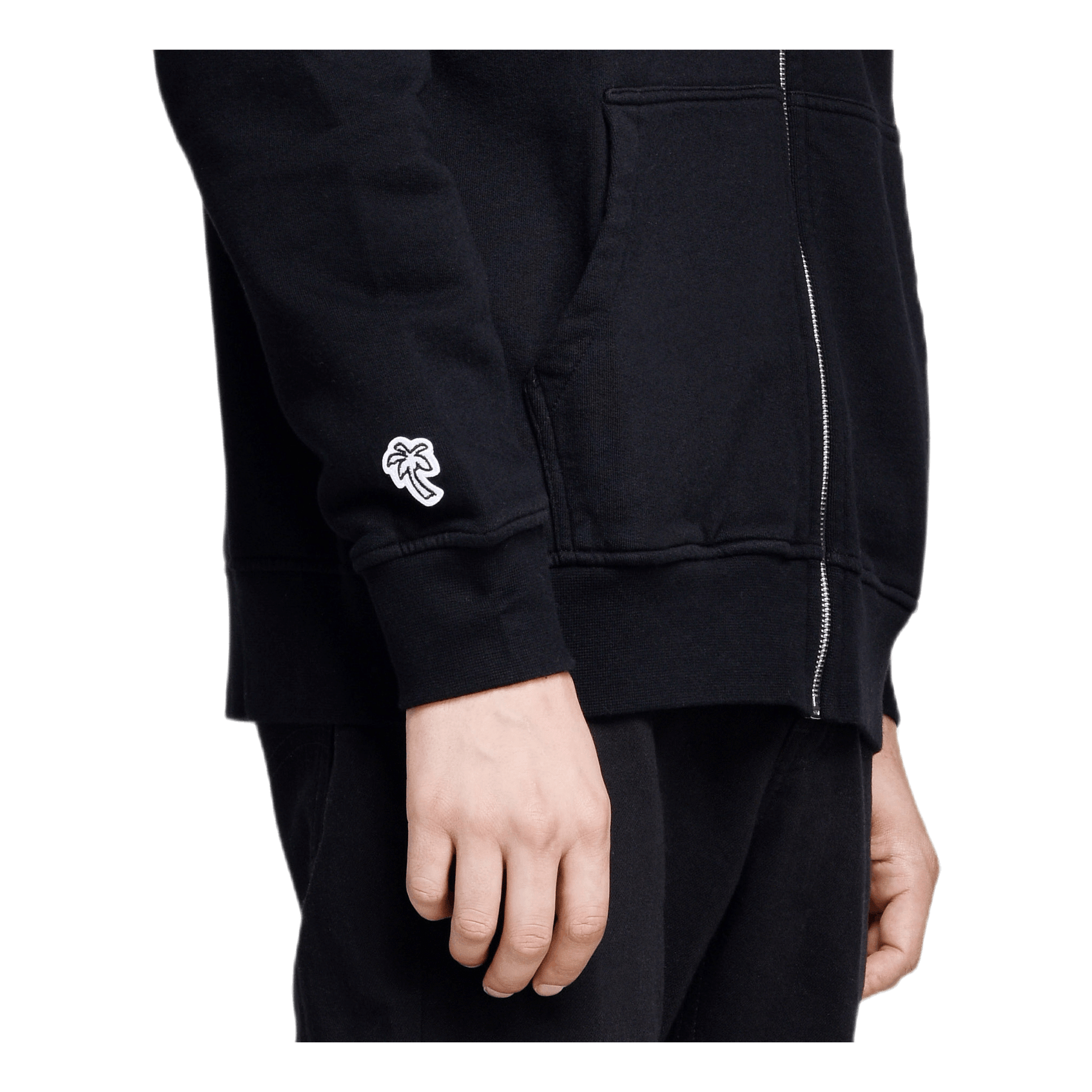 Logo Felt Logo Zip Hoodie Black