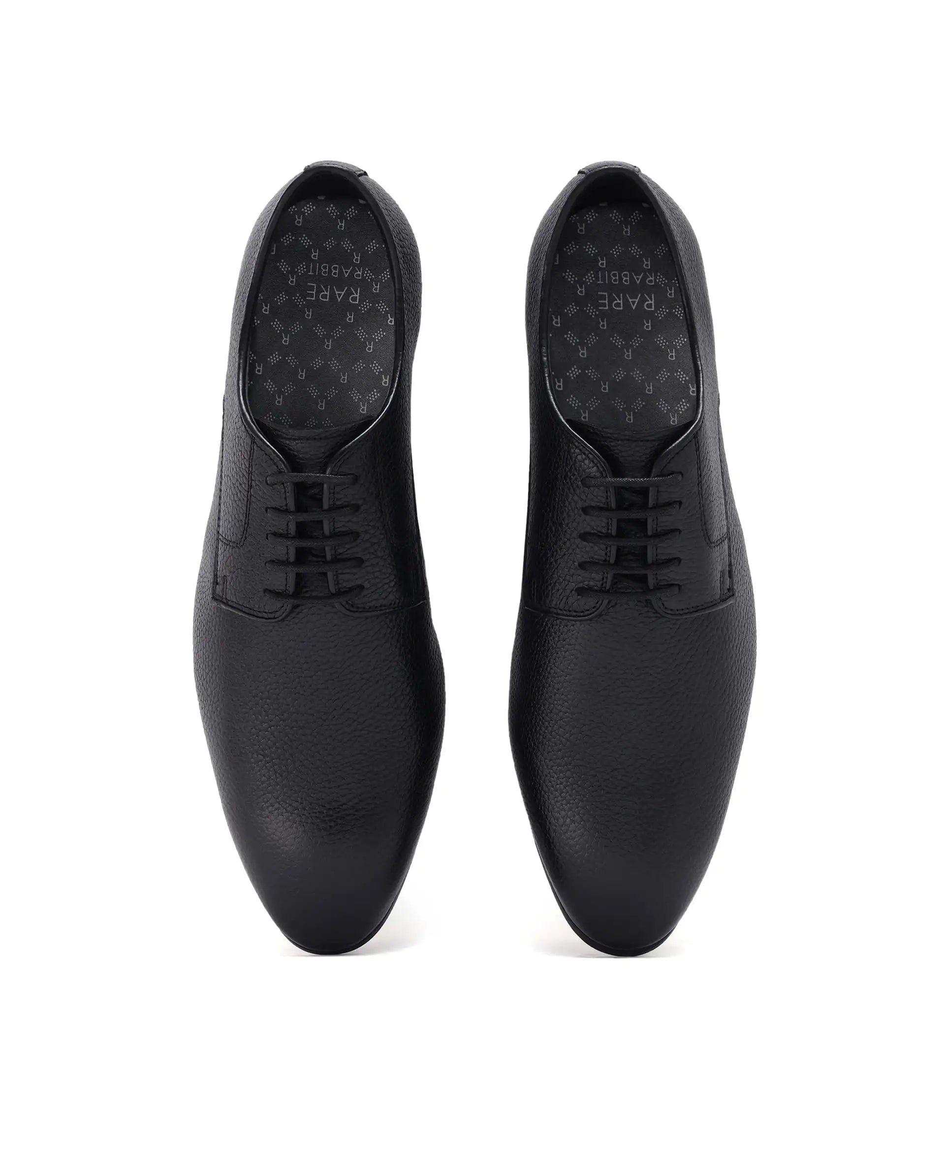 RAREZ Rare Rabbit Men Wolve Black Milled Leather Derby Style Lace - Up Formal Shoes