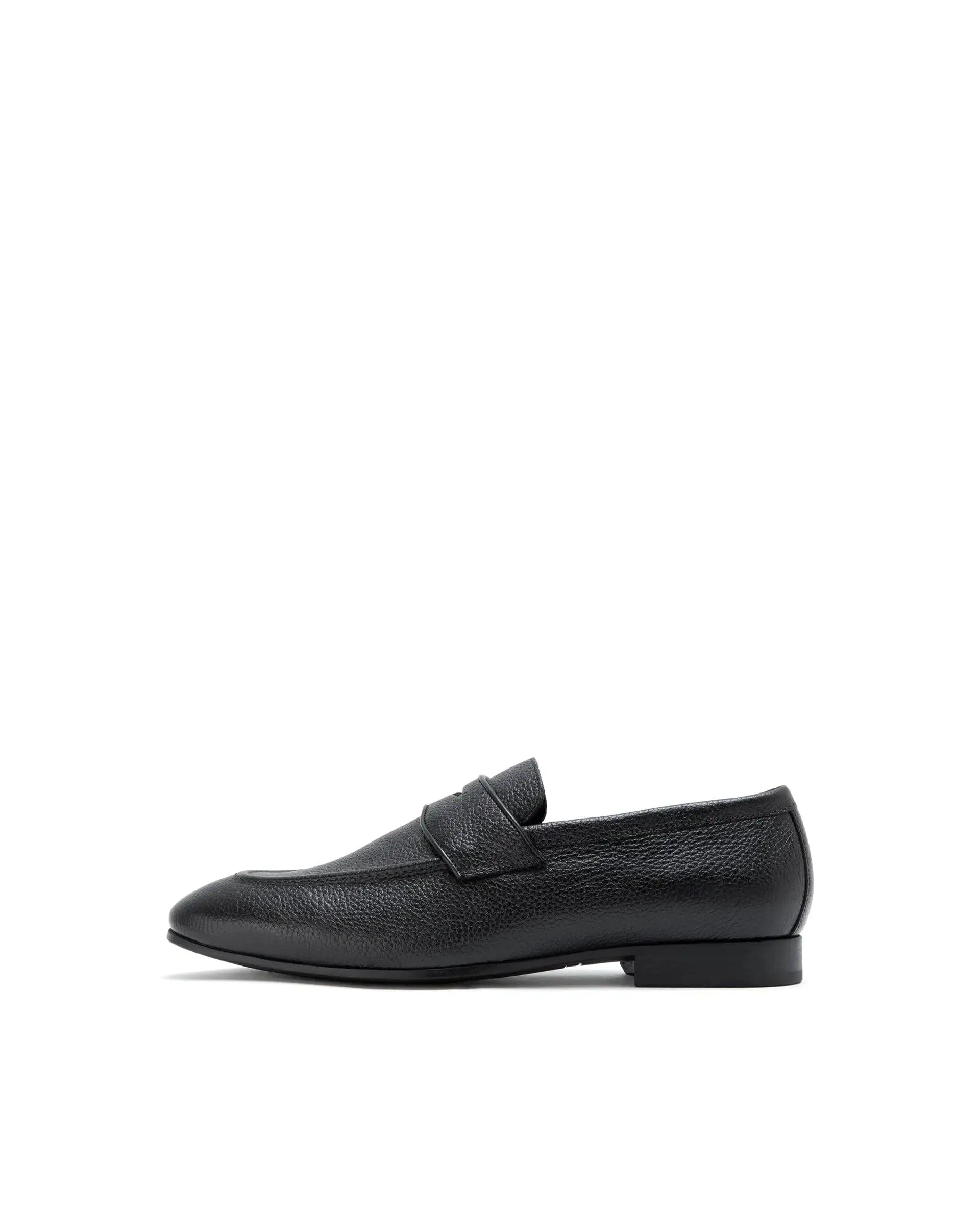 RAREZ Rare Rabbit Men Ardent Black Milled Leather Penny Saddle Slip - On Loafers