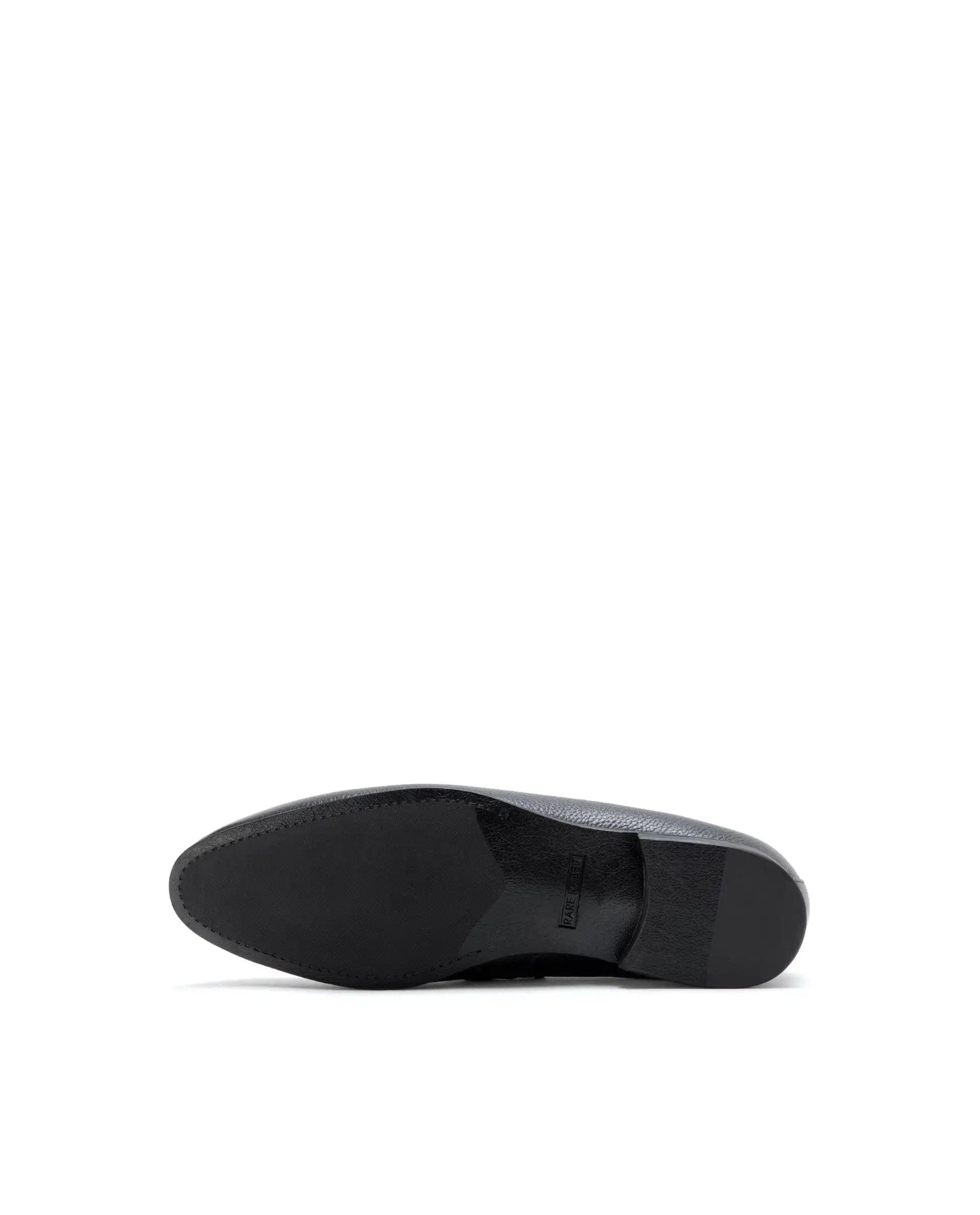 RAREZ Rare Rabbit Men Ardent Black Milled Leather Penny Saddle Slip - On Loafers
