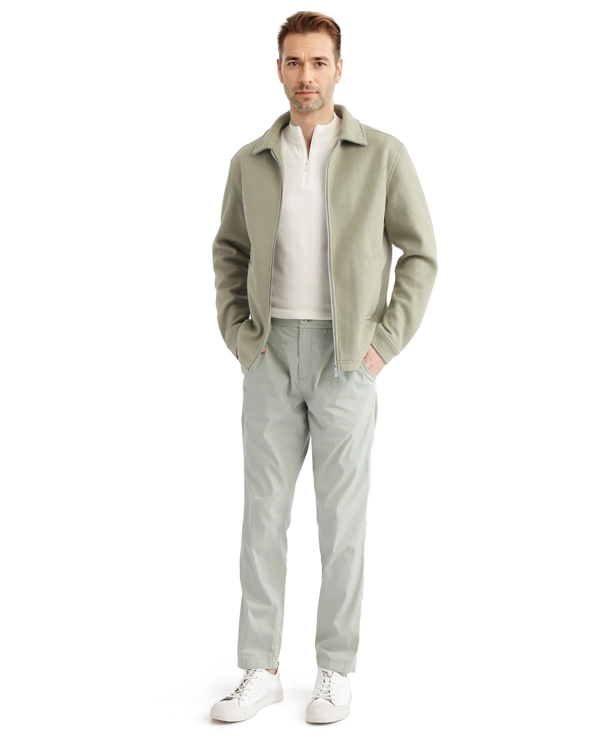 RARE Rabbit Men's Tweeder - 2 Pastel Green Polyester Blend Plain Relaxed Fit Full Sleeve Spread Collar Jacket