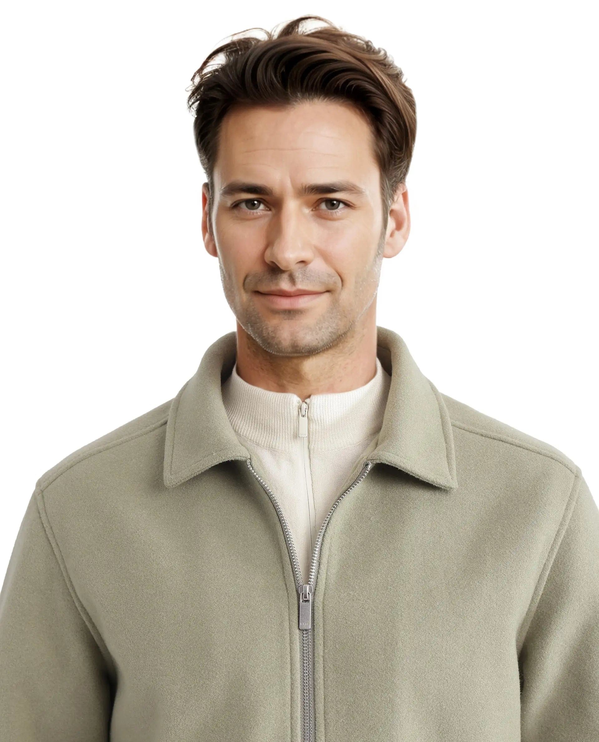 RARE Rabbit Men's Tweeder - 2 Pastel Green Polyester Blend Plain Relaxed Fit Full Sleeve Spread Collar Jacket