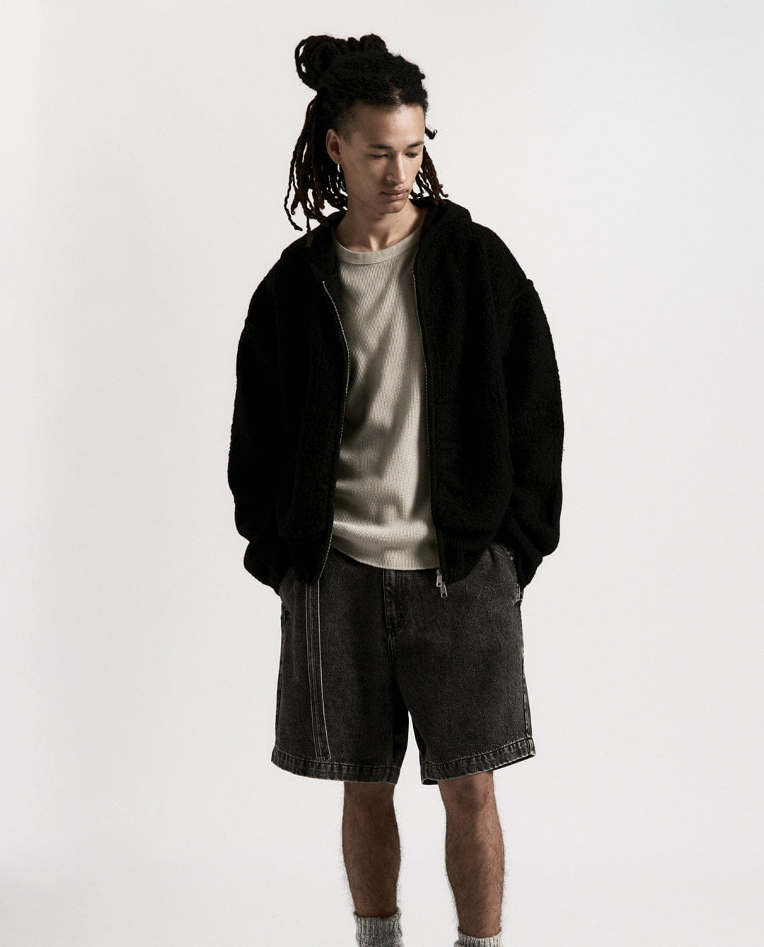 Beach Brains - Knit Zip Hood - Boiled Black