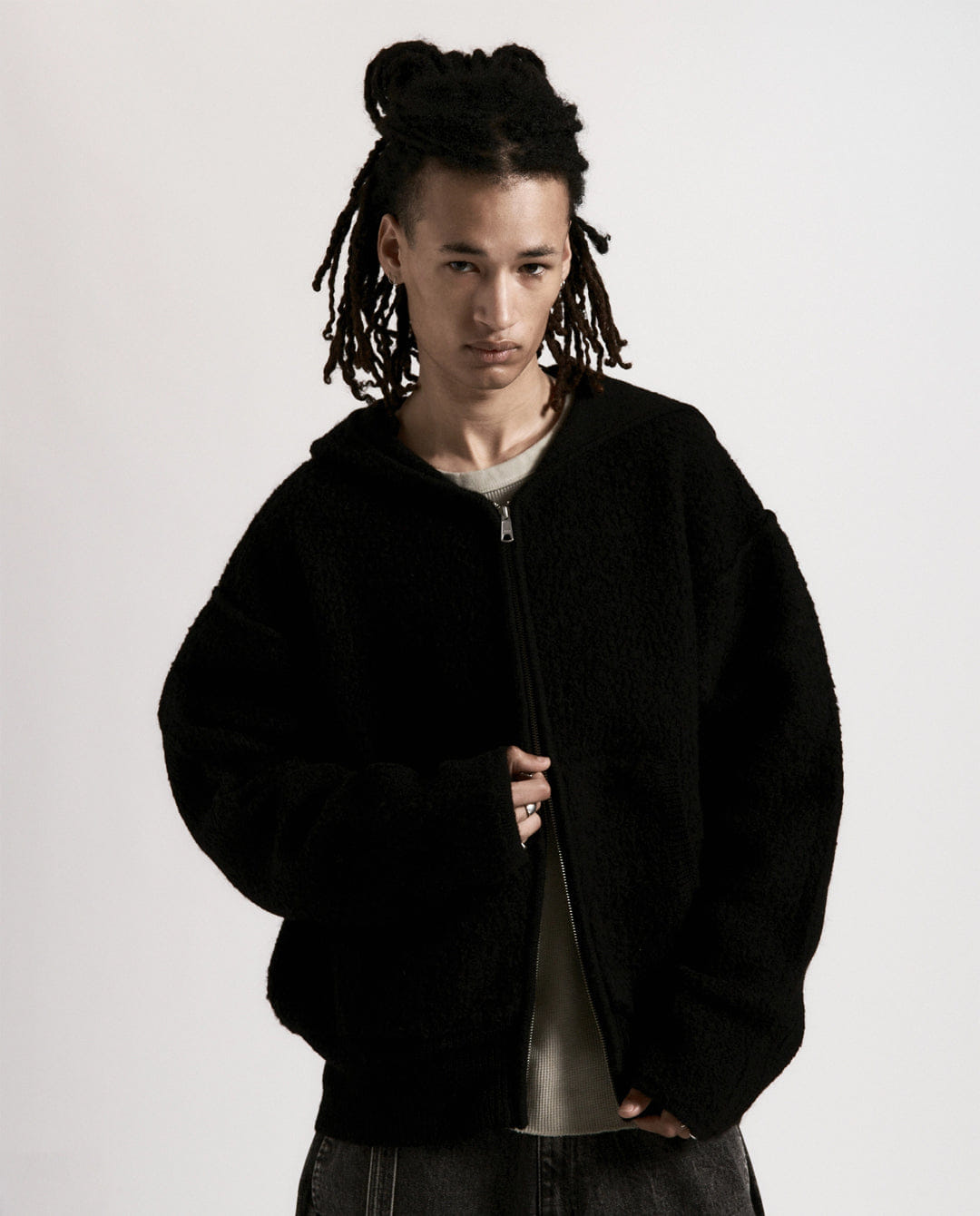 Beach Brains - Knit Zip Hood - Boiled Black