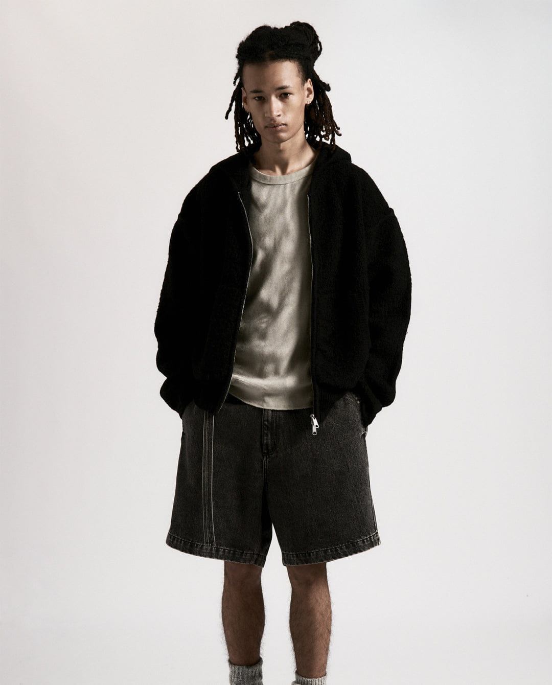 Beach Brains - Knit Zip Hood - Boiled Black