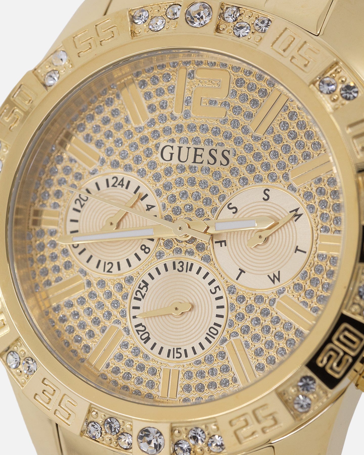 GUESS Mainline Majestic Crystal Gold Bracelet Watch Gold