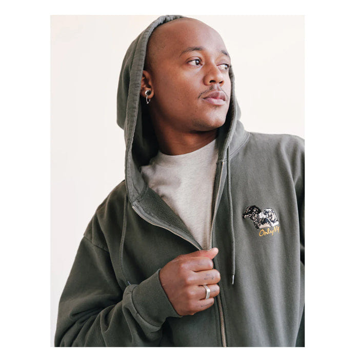 ONLY NY RETRIEVER ZIP UP HOODIE - DARK OLIVE