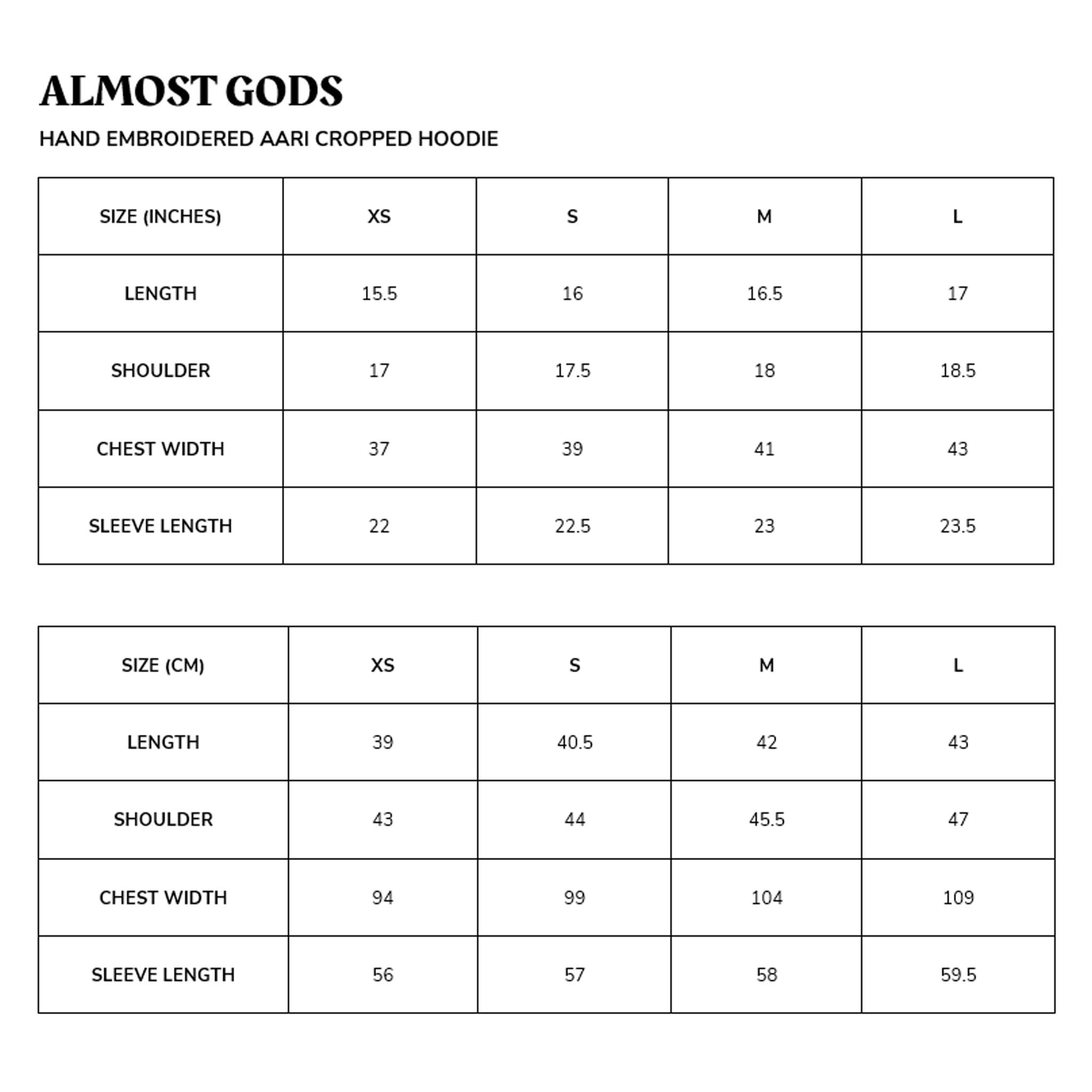 Almost Gods HAND EMBROIDERED AARI CROPPED HOODIE