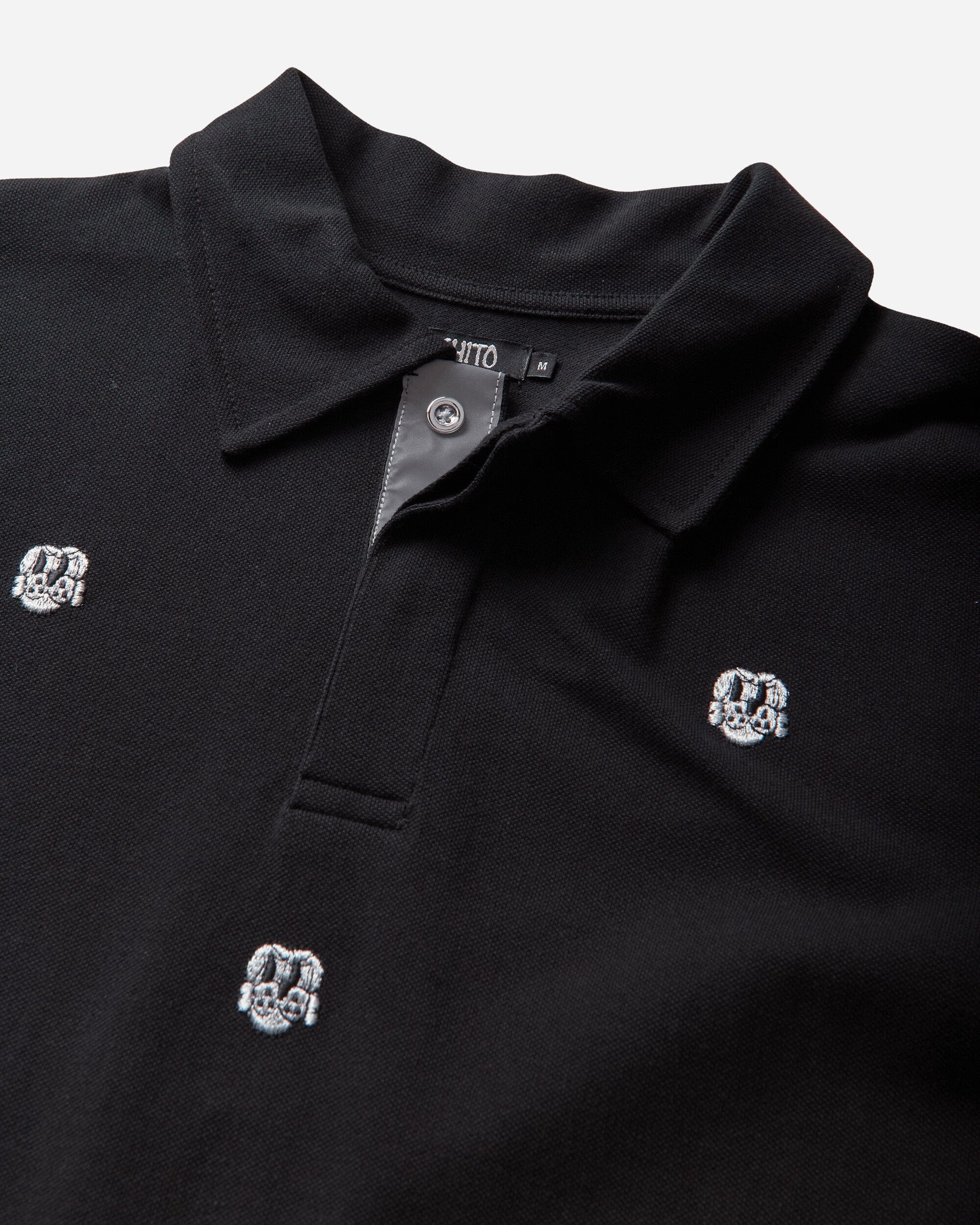 Chito Men's Allover Embroidered Polo Black