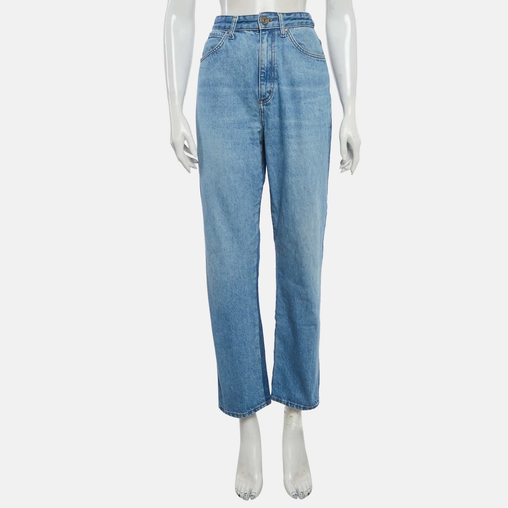 Sandro Blue Denim High Rise Jeans M/waist