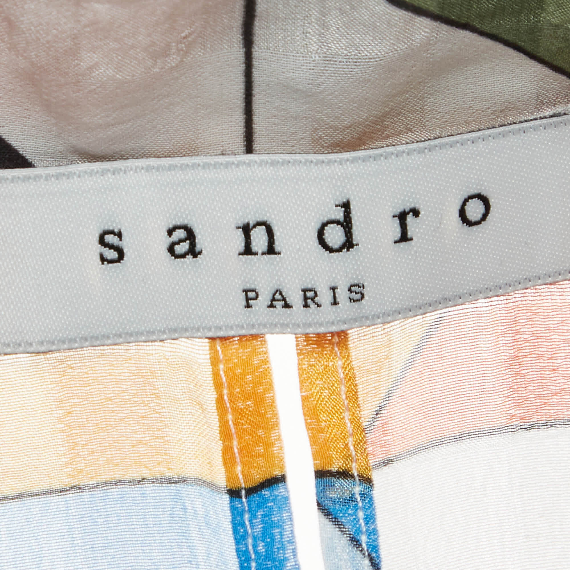 Sandro Multicolour Geo Print Chiffon Open Back Shirt