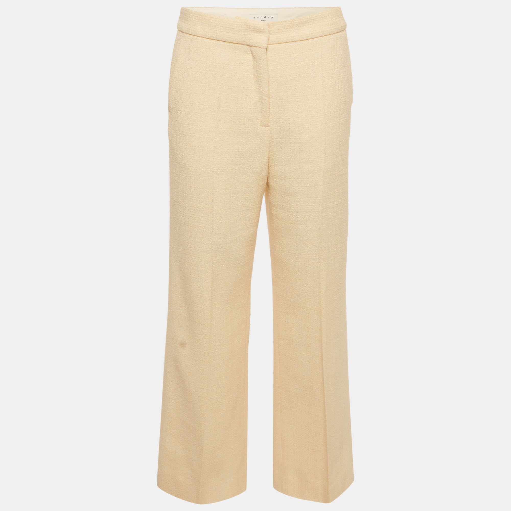 Sandro Beige Tweed Straight - Leg Trousers