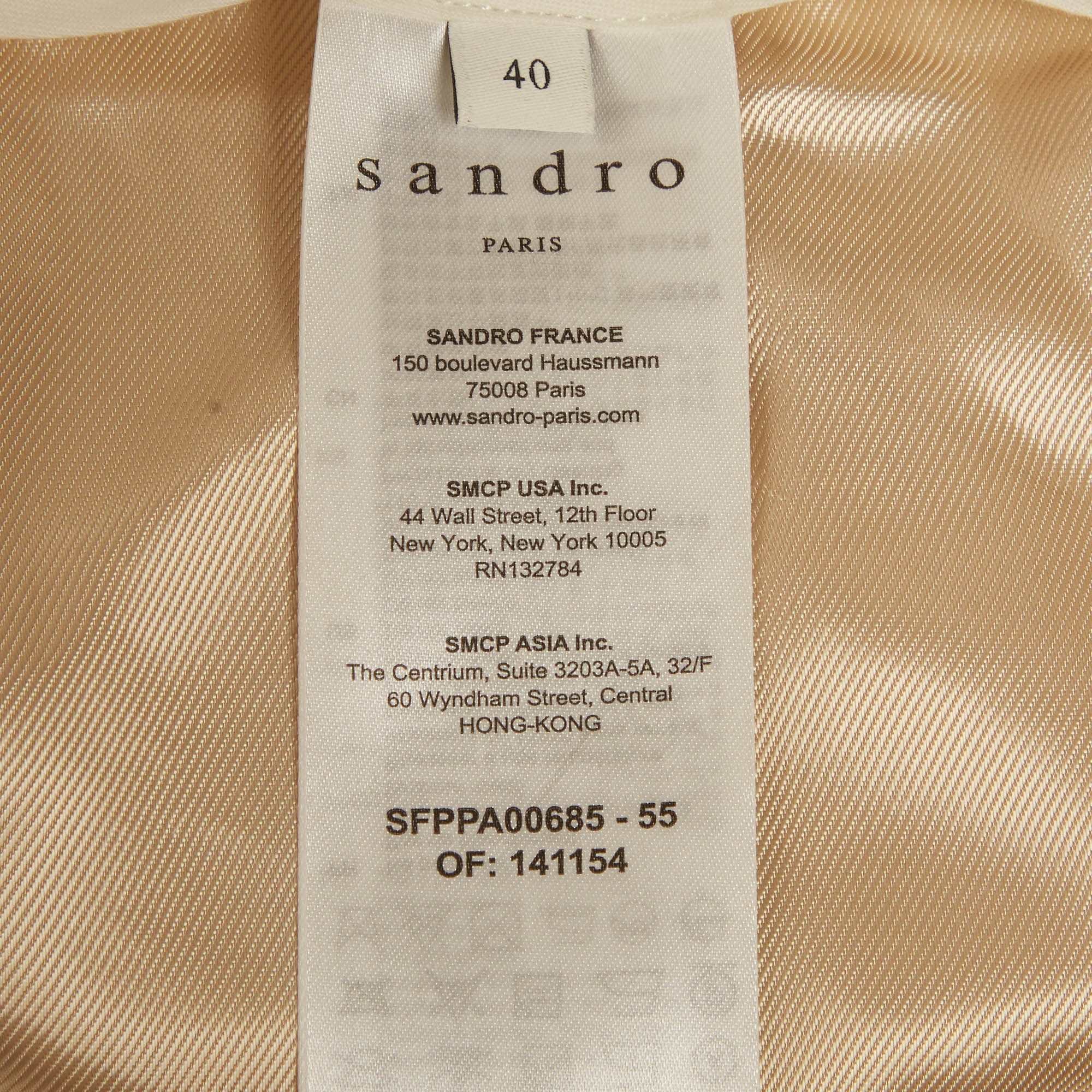 Sandro Beige Tweed Straight - Leg Trousers