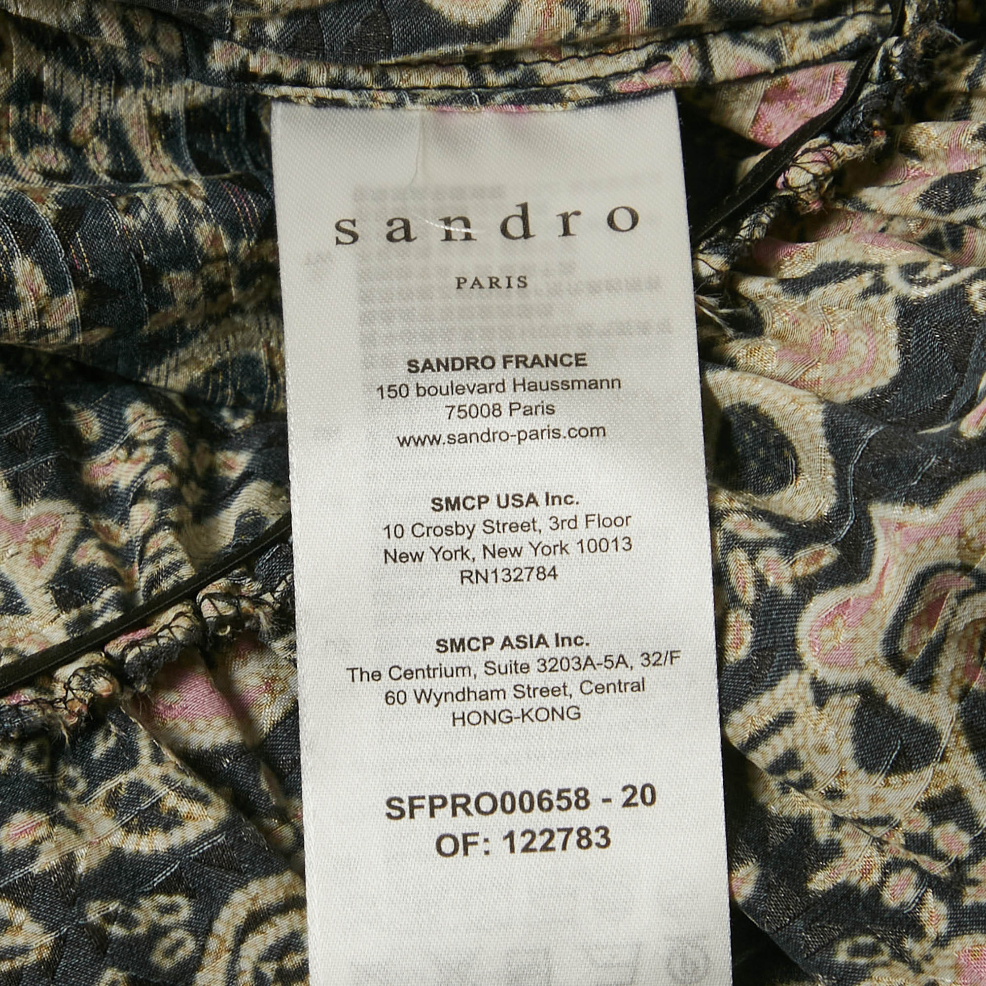 Sandro Black Lace Trim Paisley Print Crepe Midi Dress