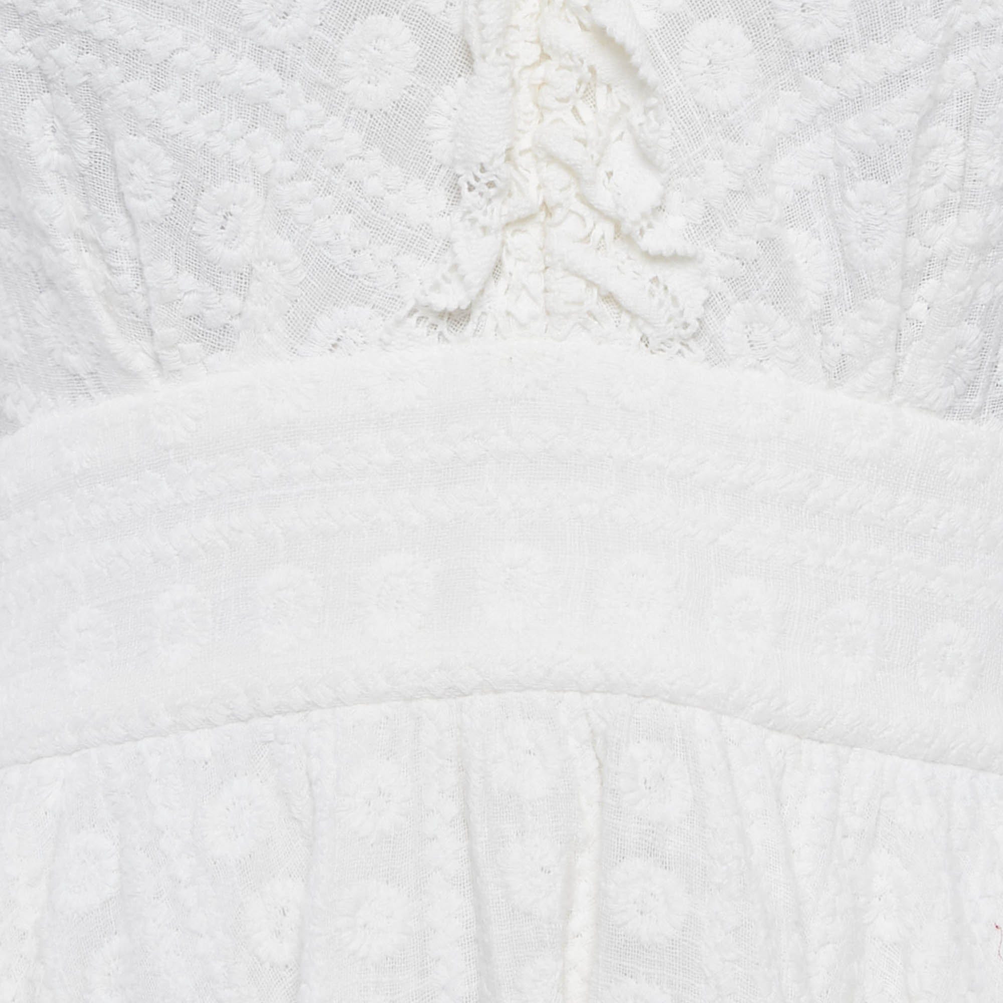 Sandro White Embroidered Cotton Mini Dress