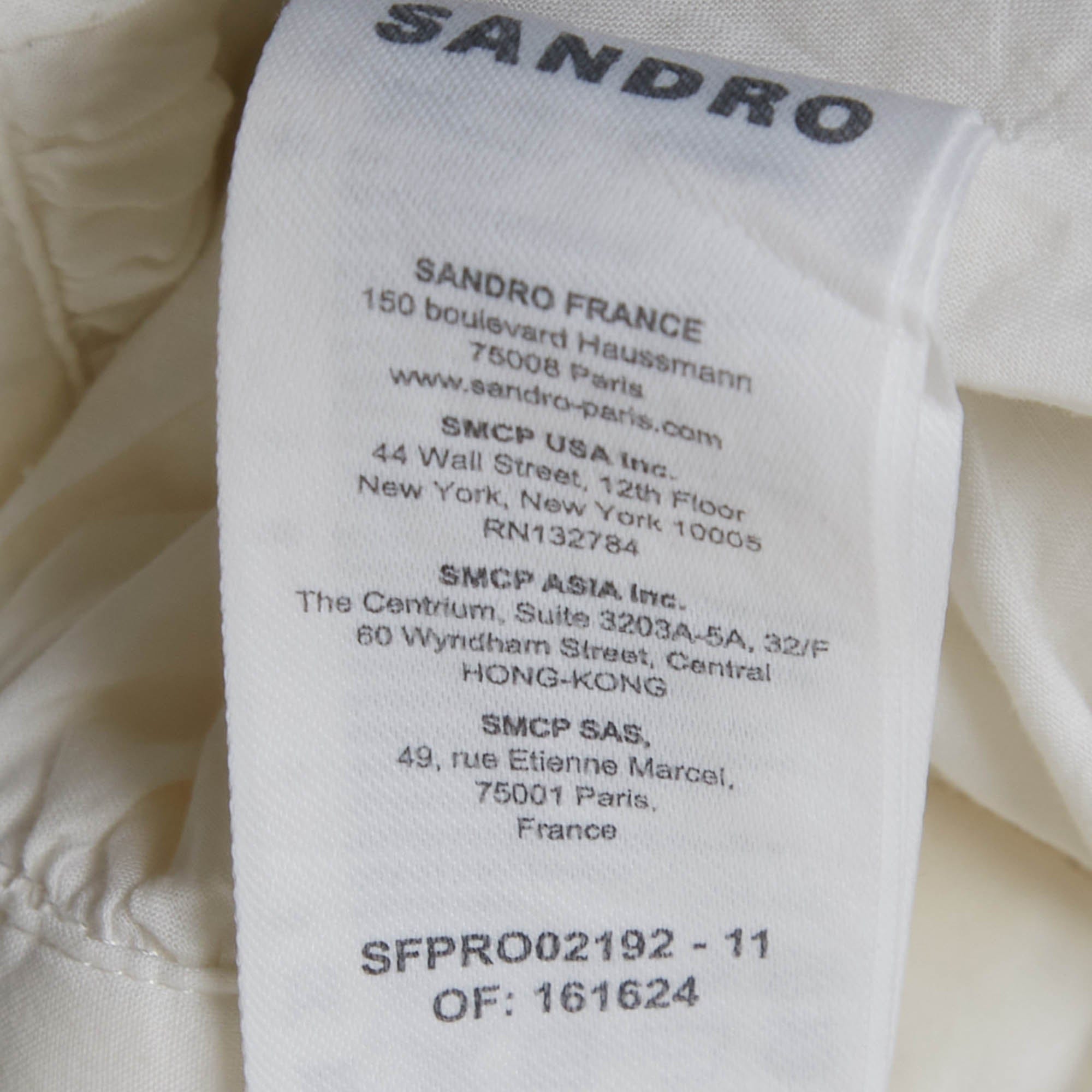 Sandro White Embroidered Cotton Mini Dress