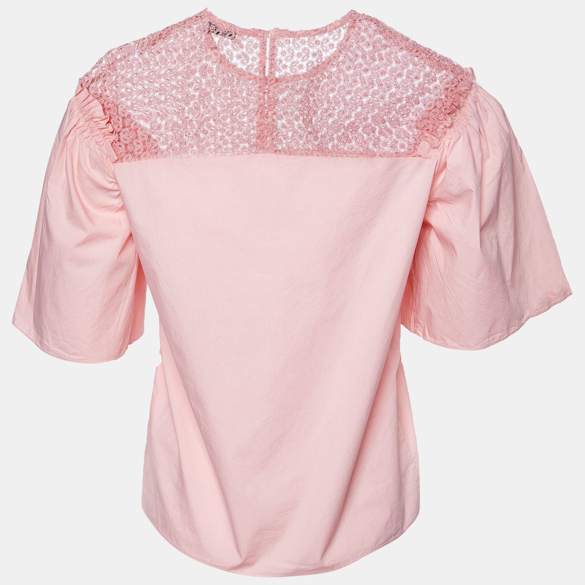 Sandro Pink Cotton Lace Trimmed Blouse