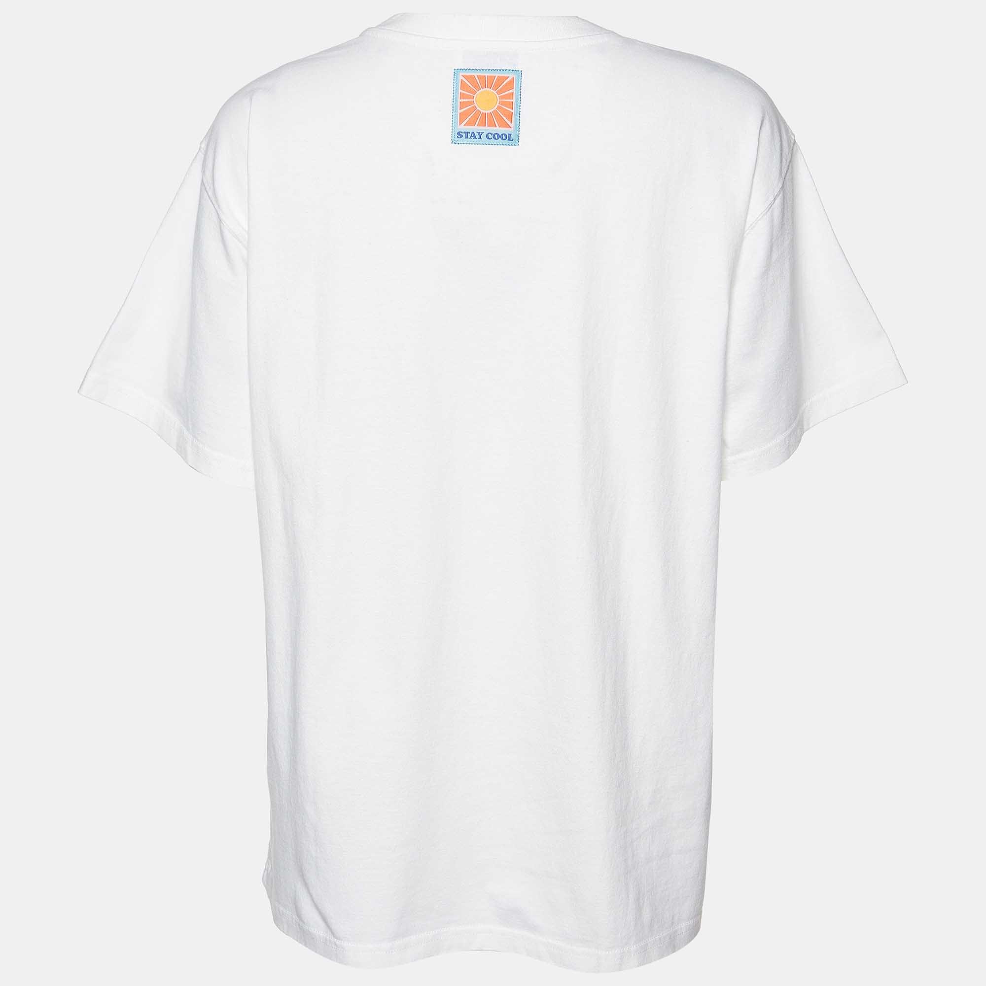 Sandro White Graphic Print Cotton Crew Neck T - Shirt