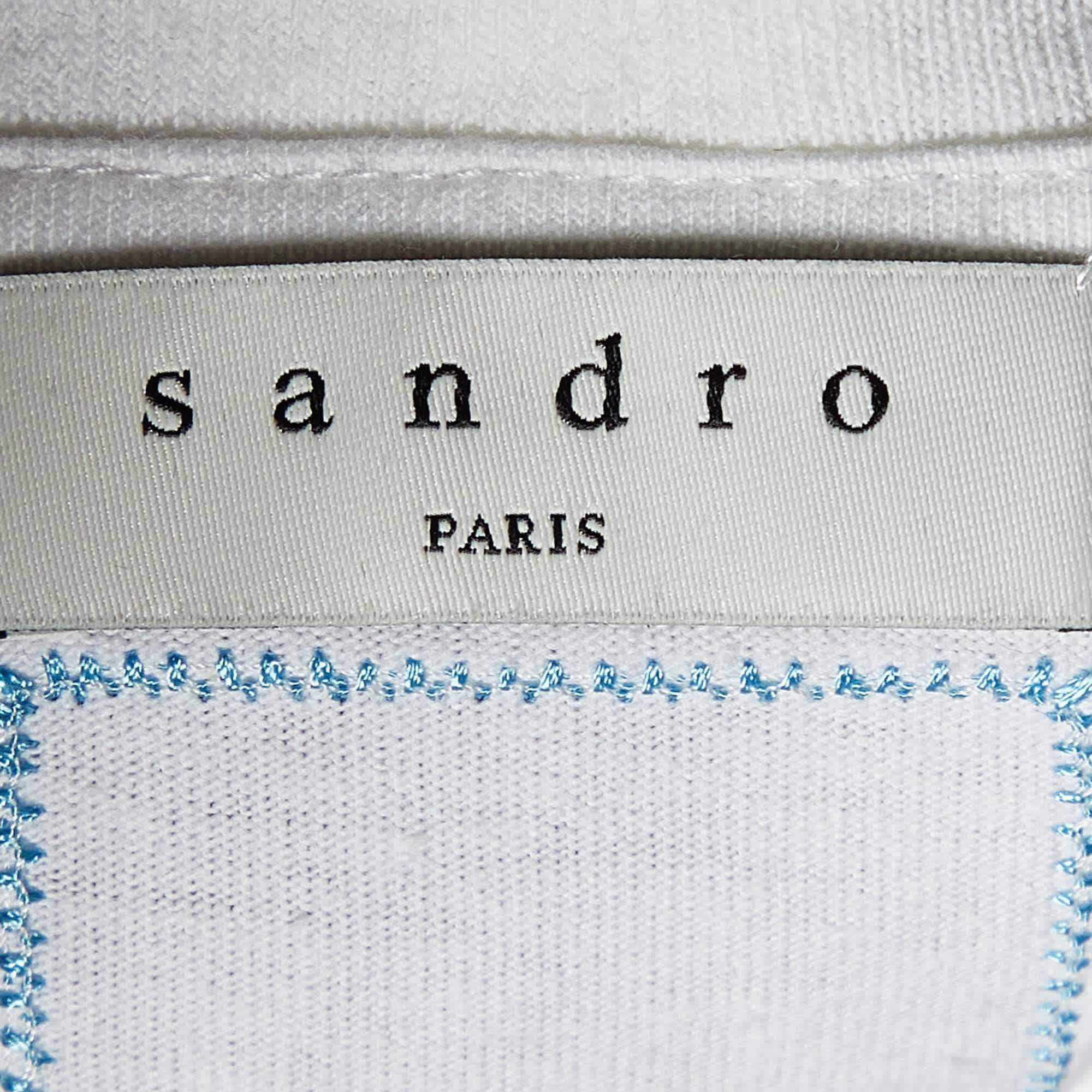 Sandro White Graphic Print Cotton Crew Neck T - Shirt