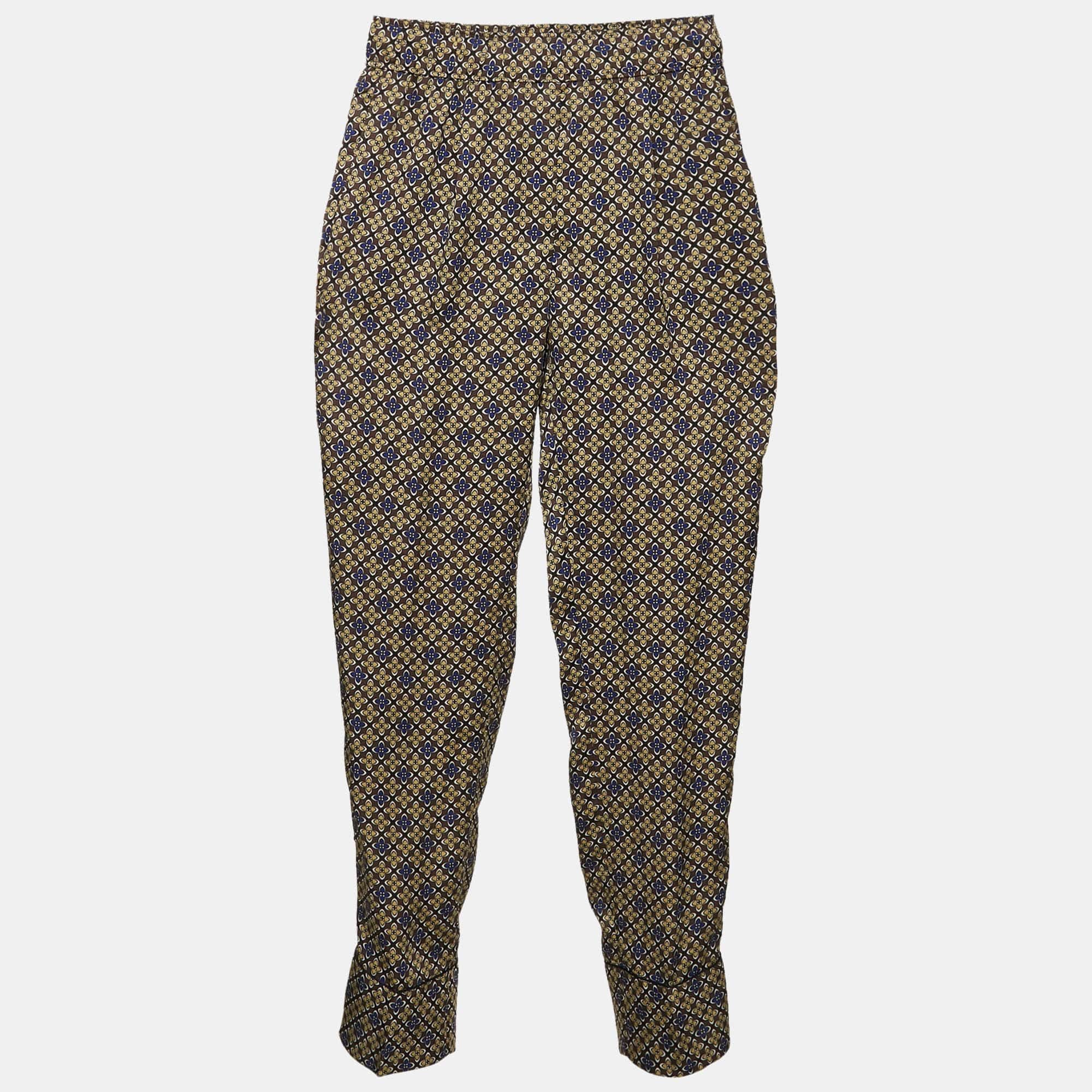 Sandro Multicolor Printed Satin Straight Leg Dany Trousers