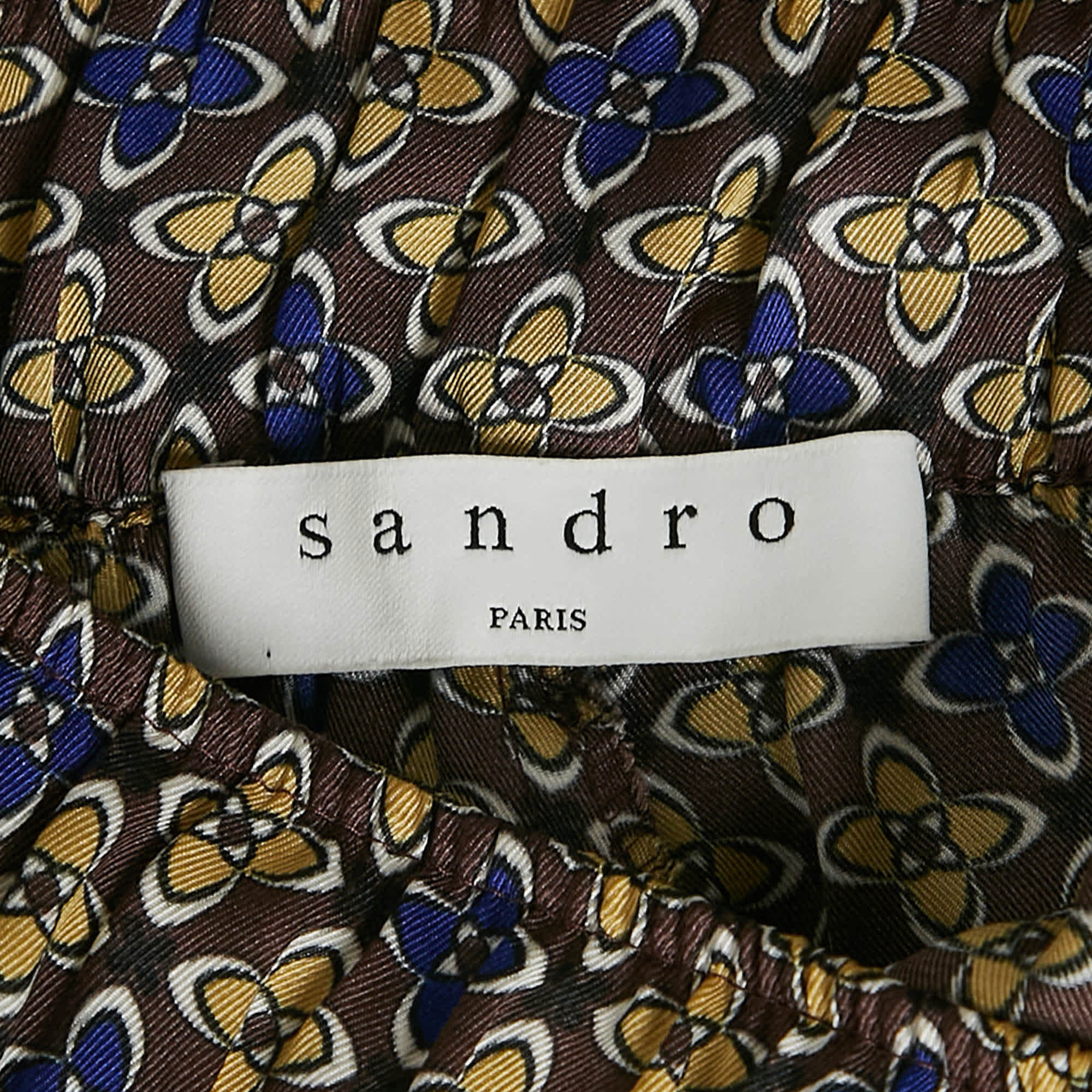 Sandro Multicolor Printed Satin Straight Leg Dany Trousers