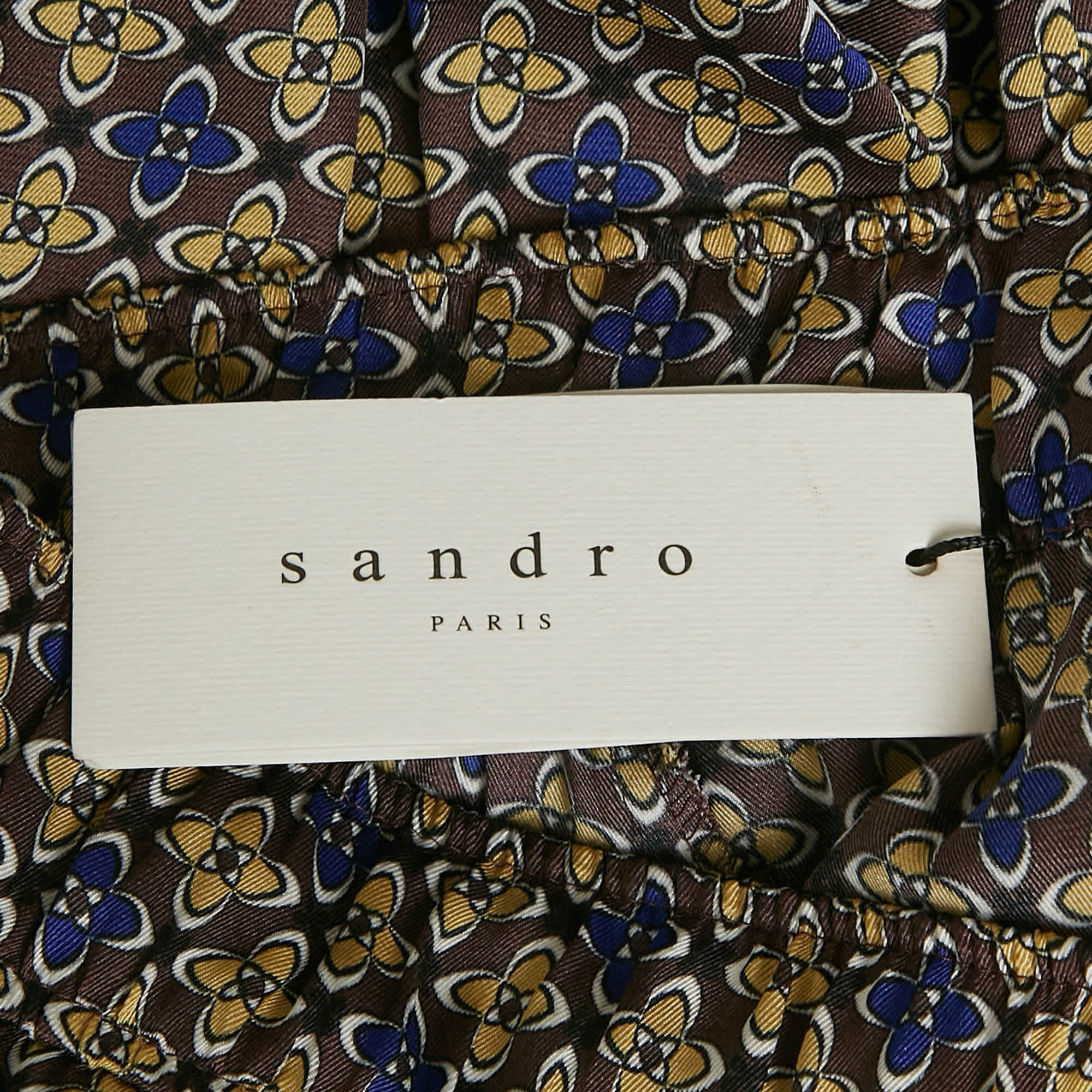 Sandro Multicolor Printed Satin Straight Leg Dany Trousers