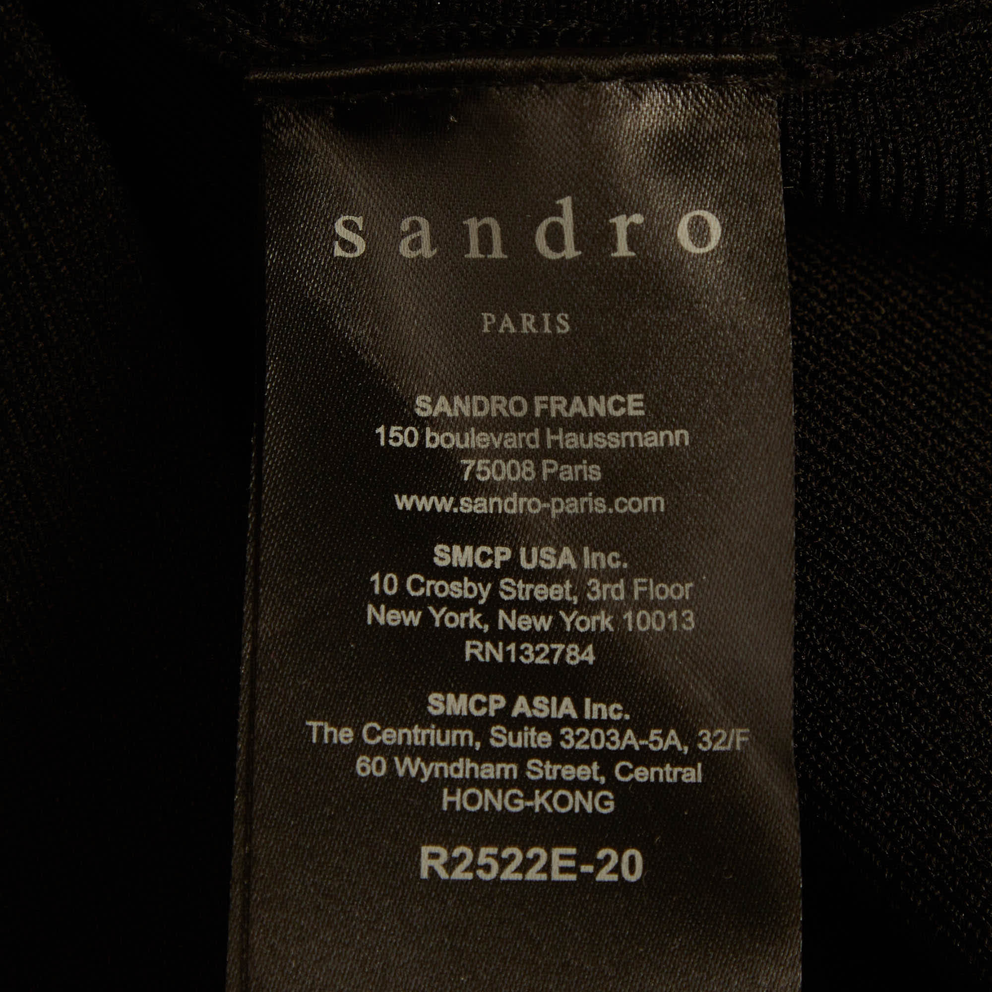 Sandro Black/blue Embroidered Stretch Knit Midi Dress