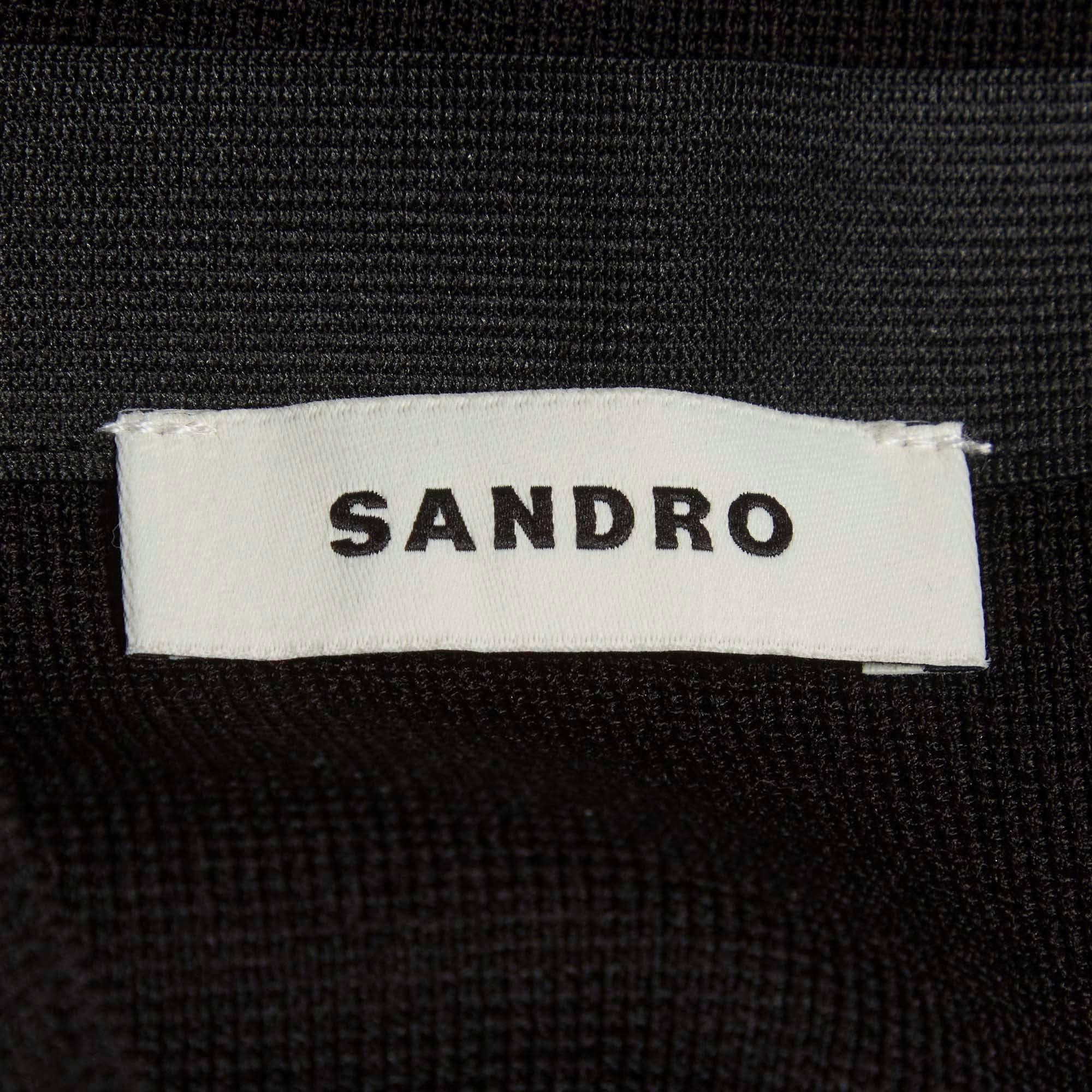 Sandro Black Rhinestone Embellished Synthetic Knit Pencil Skirt