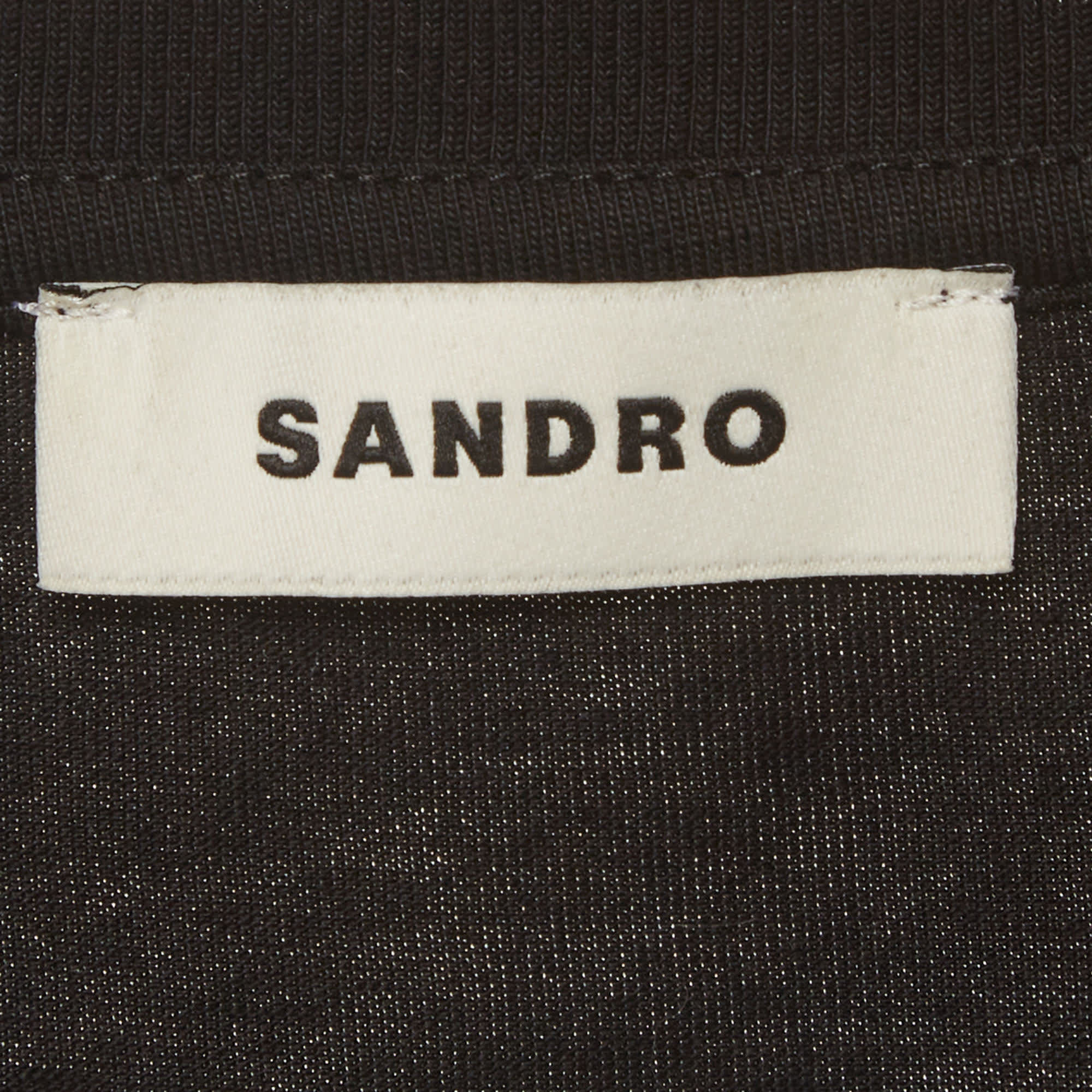 Sandro Black Jersey Rhinestone Cropped T - Shirt