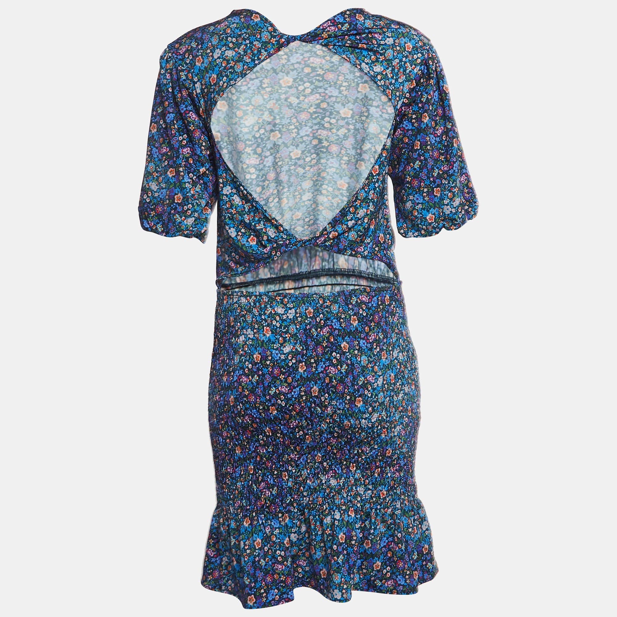 Sandro Blue Floral Printed Jersey Spinelle Mini Dress