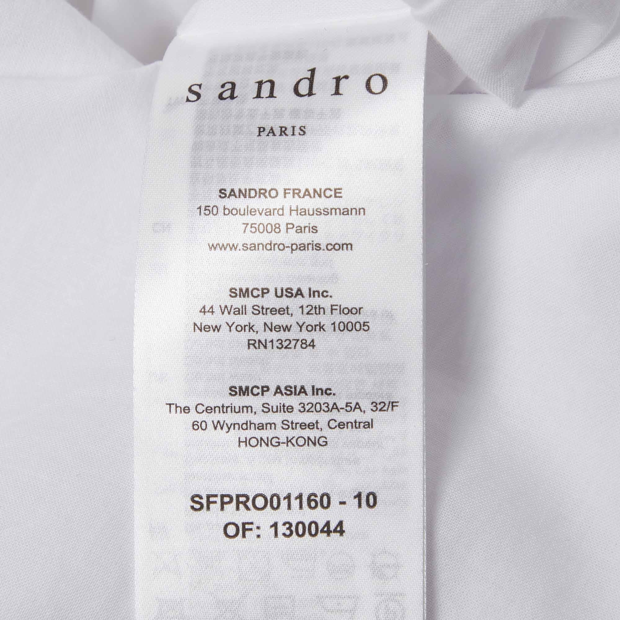 Sandro White Crepe Tweed Trim Mini Dress