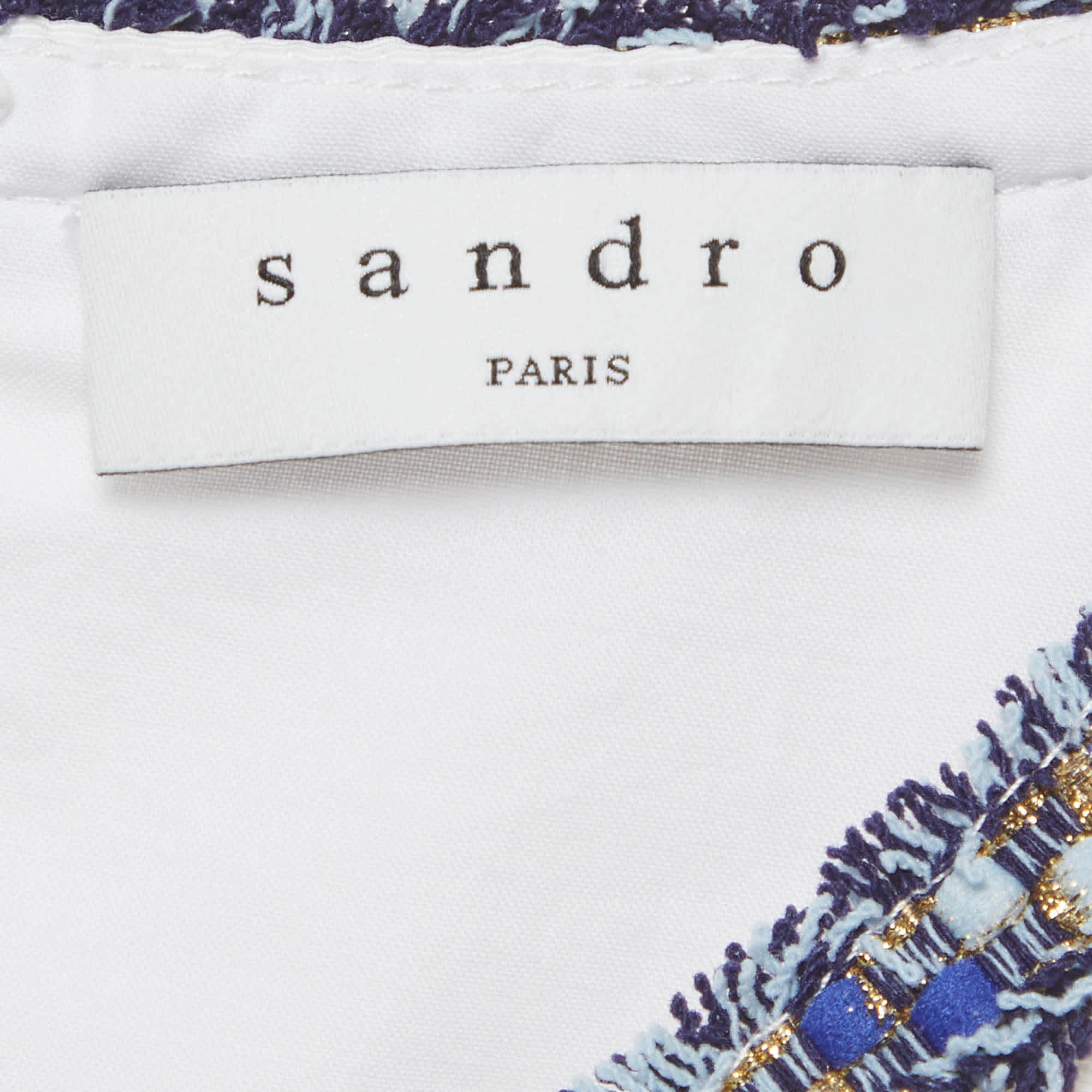 Sandro White Crepe Tweed Trim Mini Dress