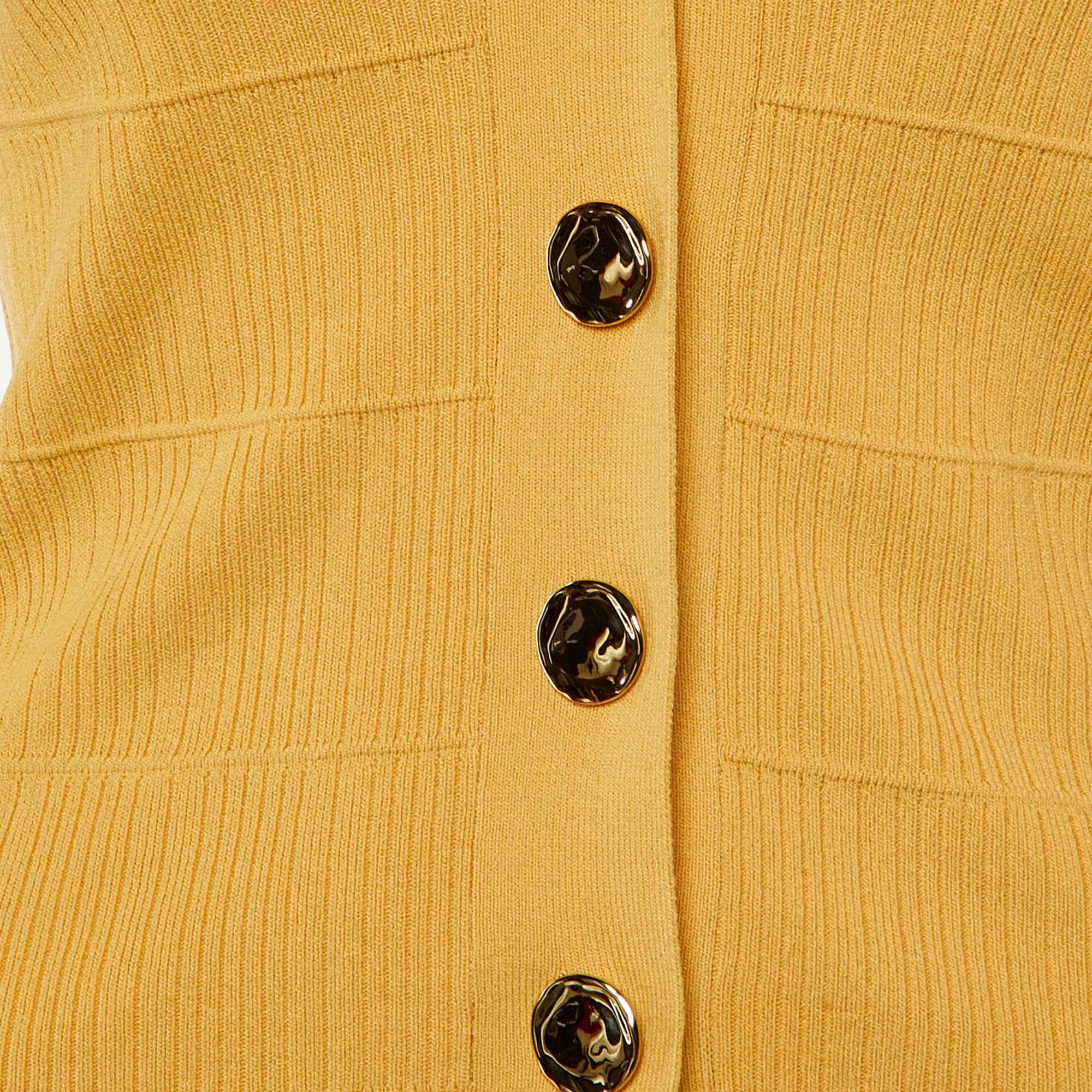 Sandro Yellow Knit Polo Neck Cardigan