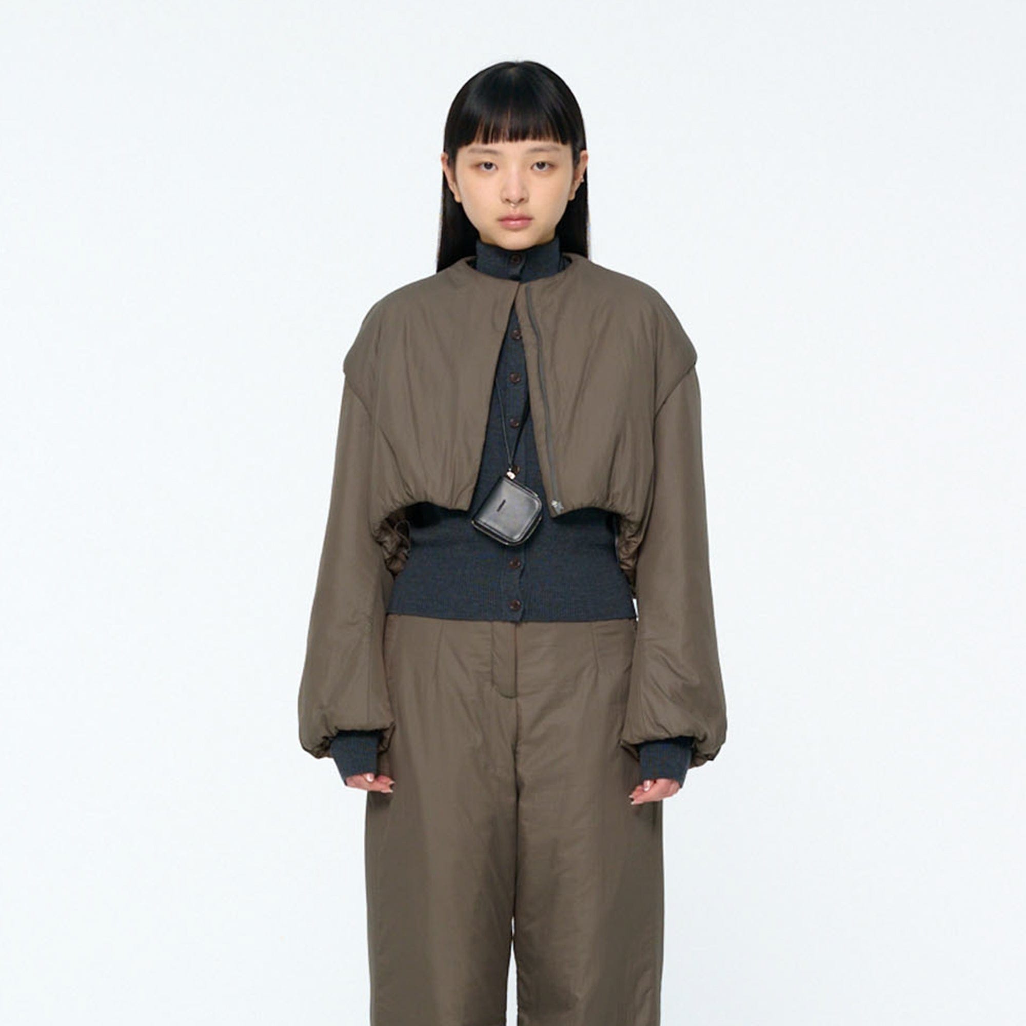 Amomento Womens Padded Nylon Crop Jumper