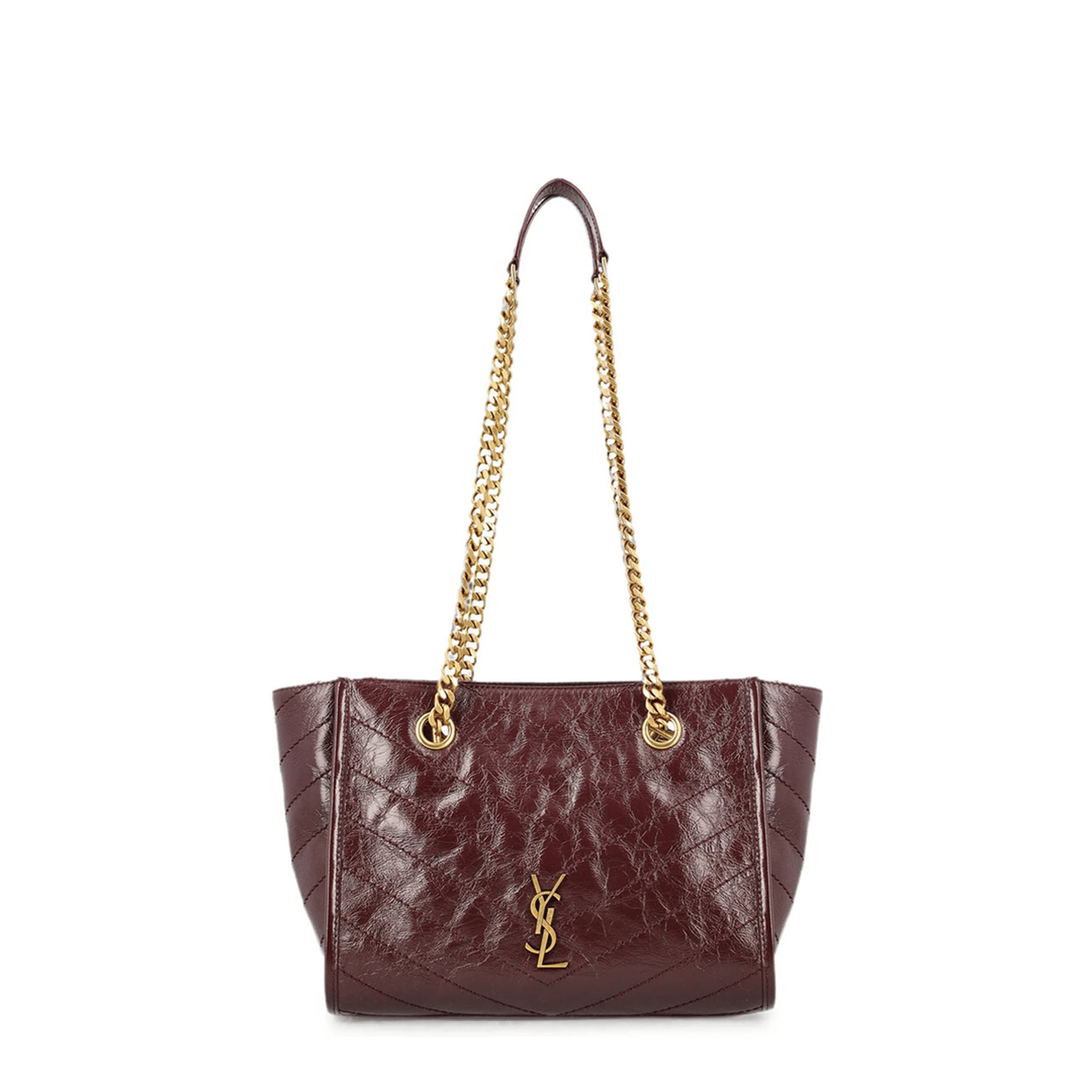 Saint Laurent Paris NIKI Small Leather Shopping Bag - Burgundy