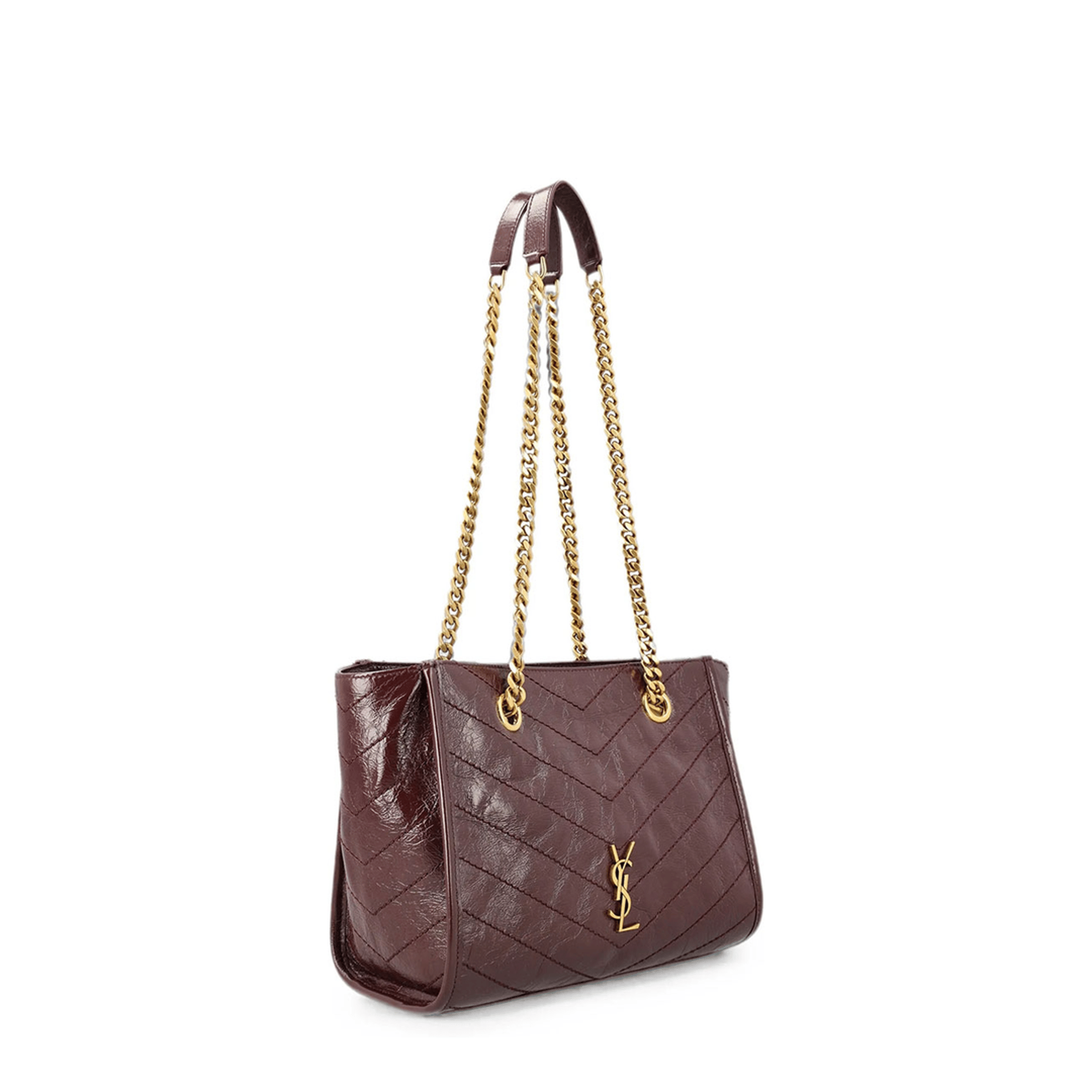 Saint Laurent Paris NIKI Small Leather Shopping Bag - Burgundy