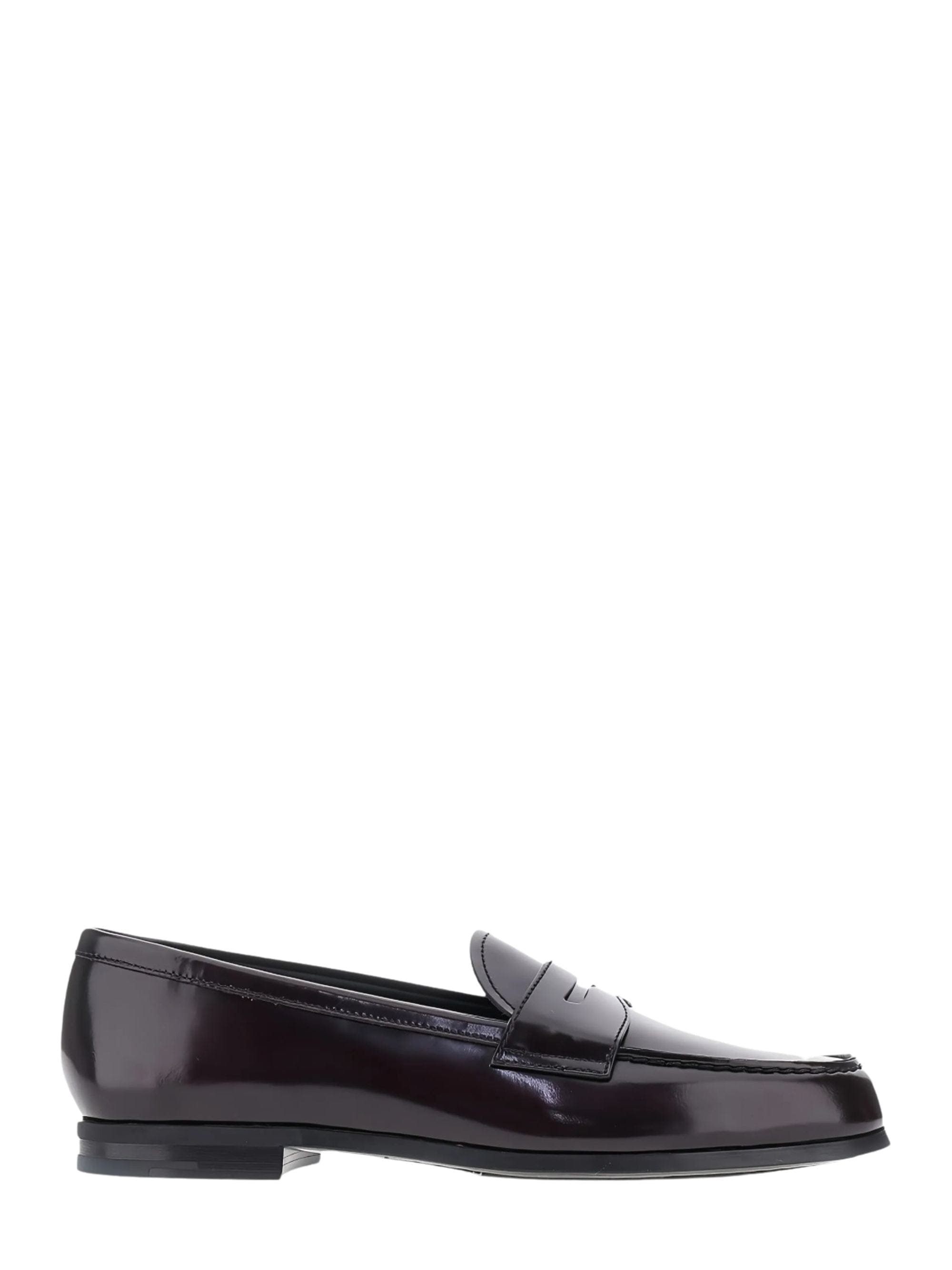 Diamond Burgundy Polished Leather Diamond - Cut Penny Strap Loafers