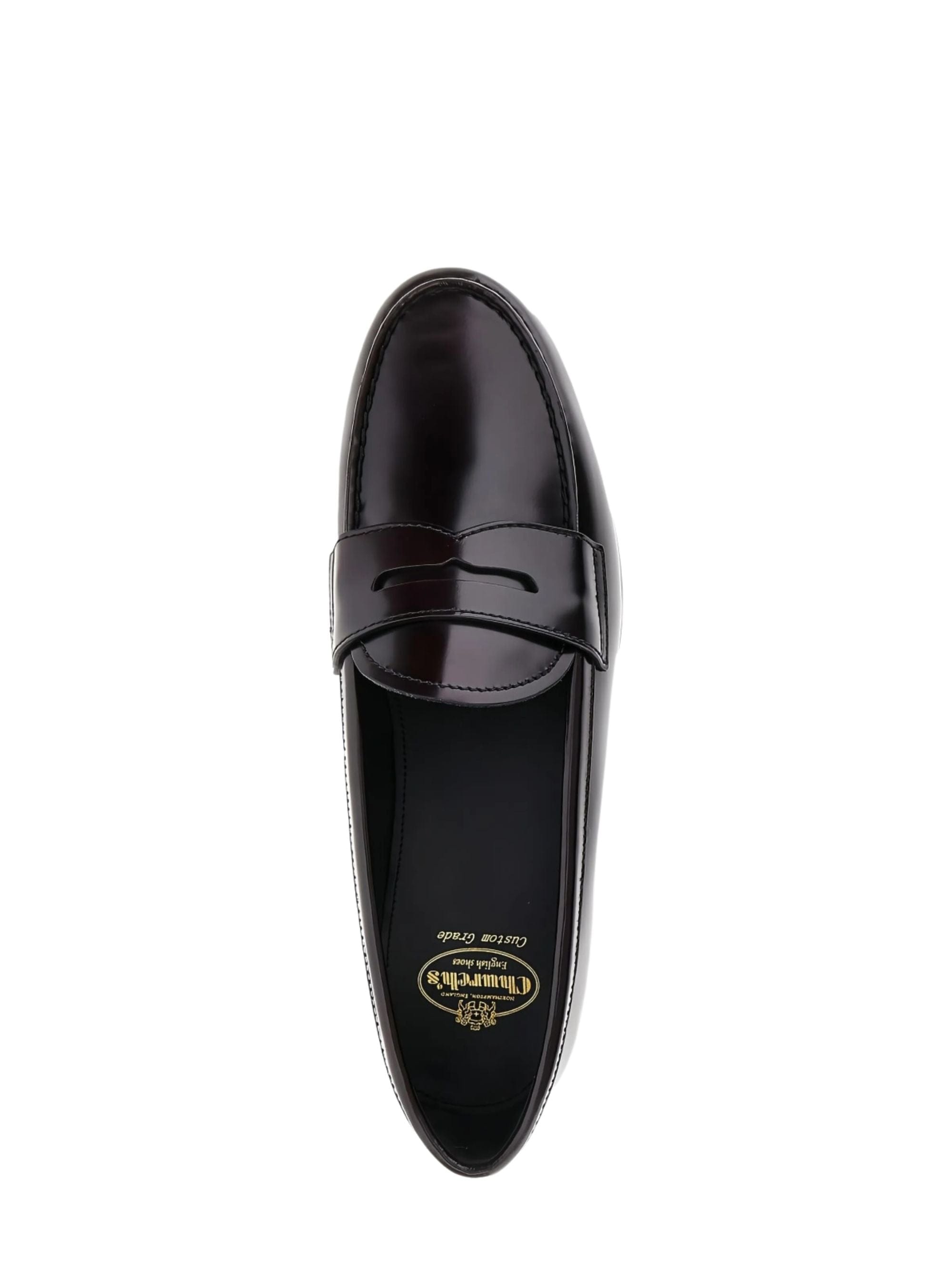 Diamond Burgundy Polished Leather Diamond - Cut Penny Strap Loafers