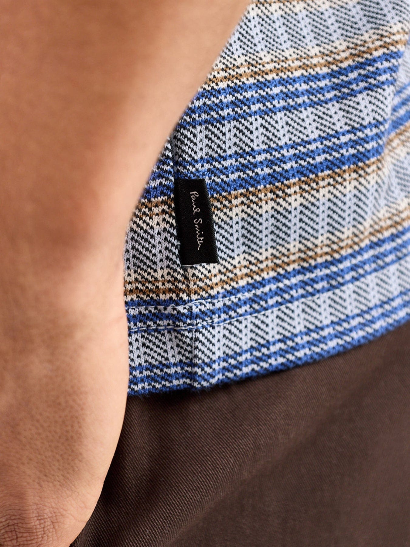PS Paul Smith Texture Stripe T - Shirt Blue