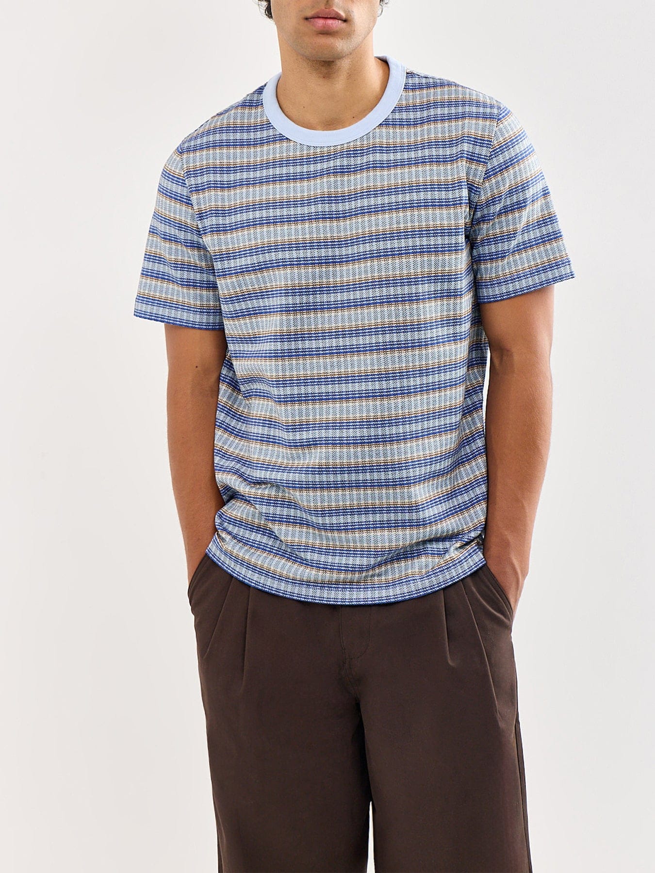 PS Paul Smith Texture Stripe T - Shirt Blue