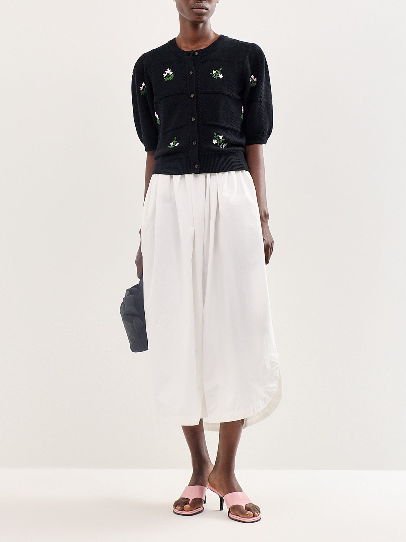 Rixo Minta Embroidered Merino Wool Cardigan Multi