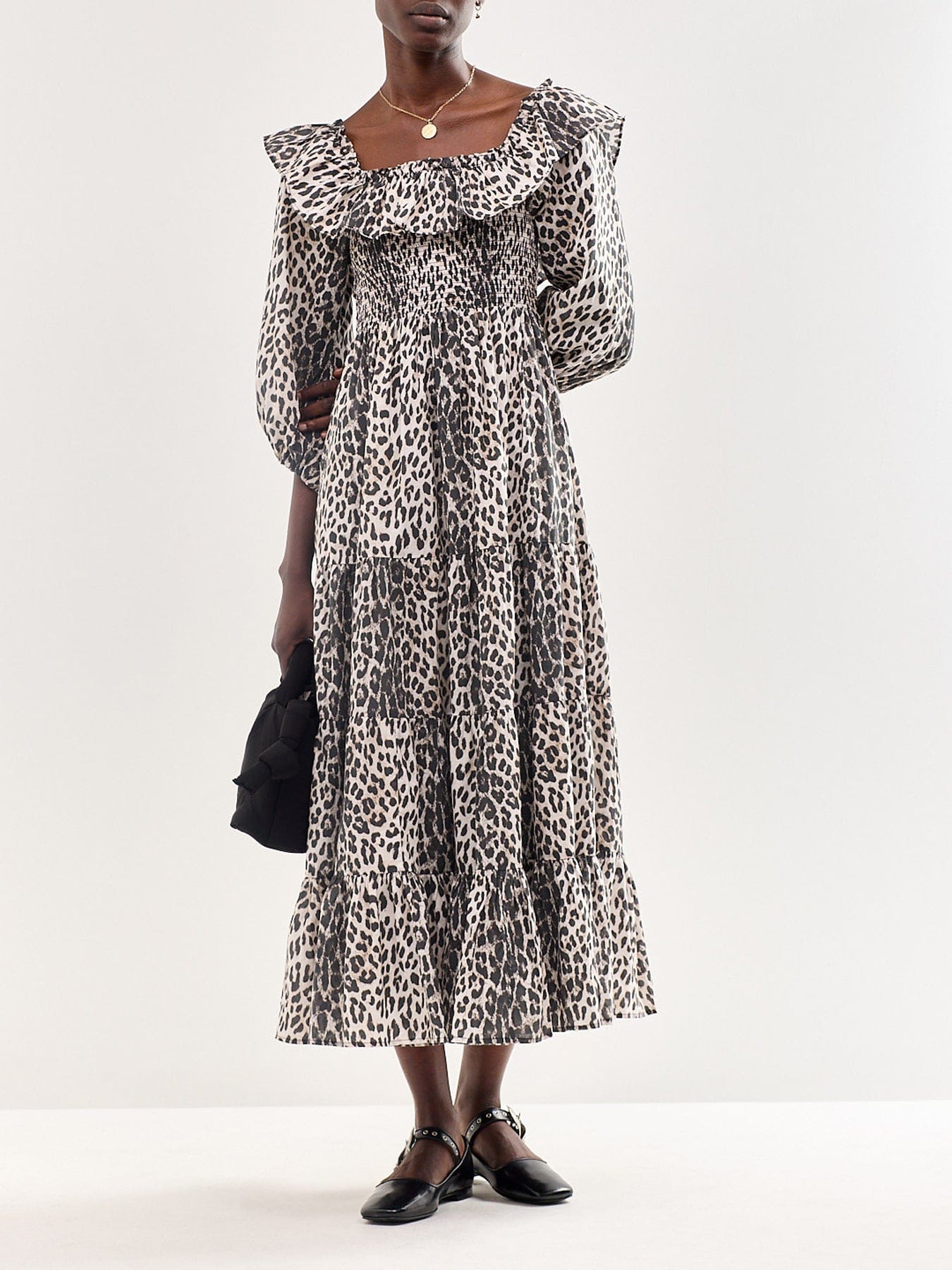 Rixo Gabriel Leopard Midi Dress Multi